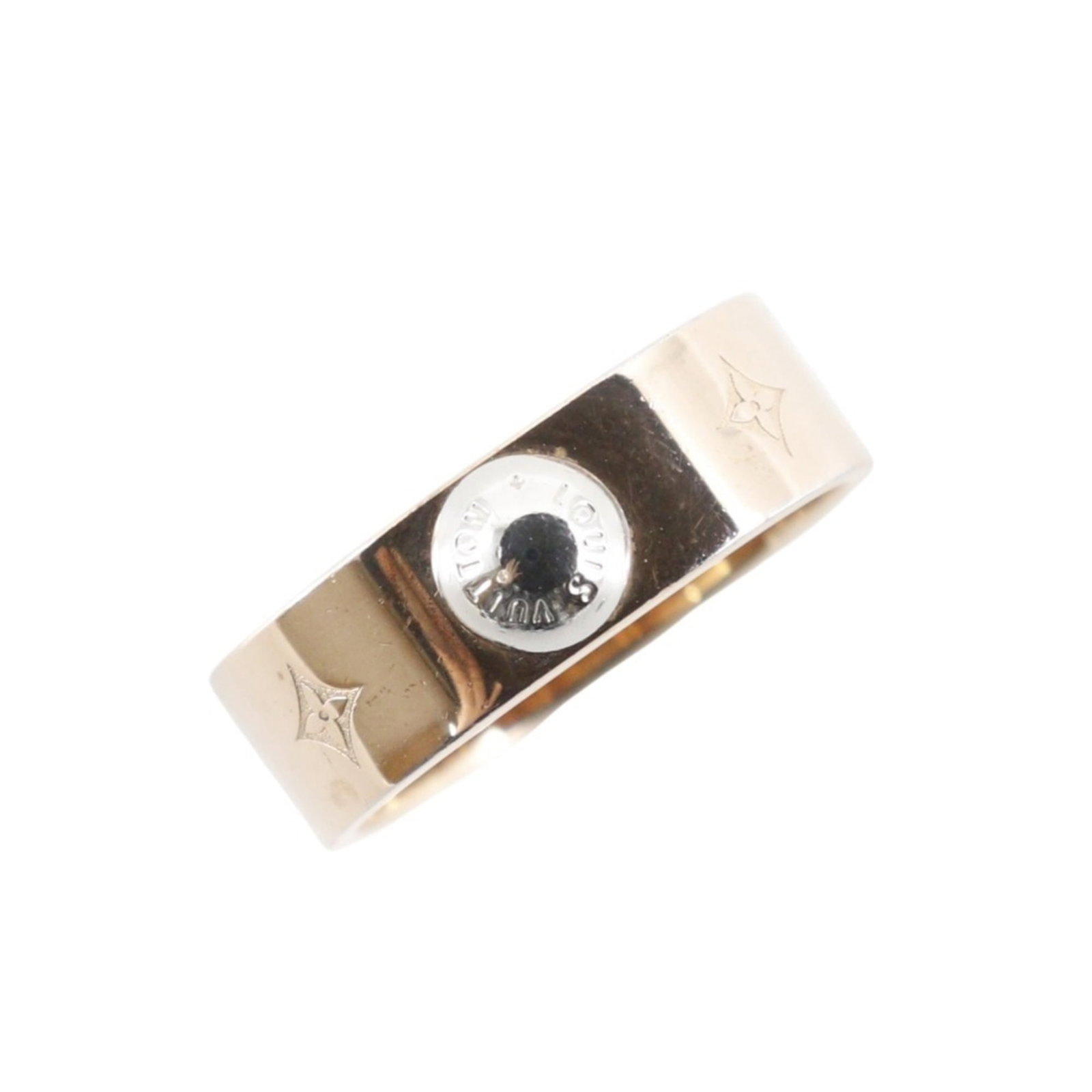 Louis Vuitton Band Ring Gold Plating: Louis Vuitton Band Ring Gold Plating Gold Plated Louis Vuitton Band Ring in Pink. This pink gold plated band ring from Louis Vuitton features a classic design with a touch of luxury. With its subtle