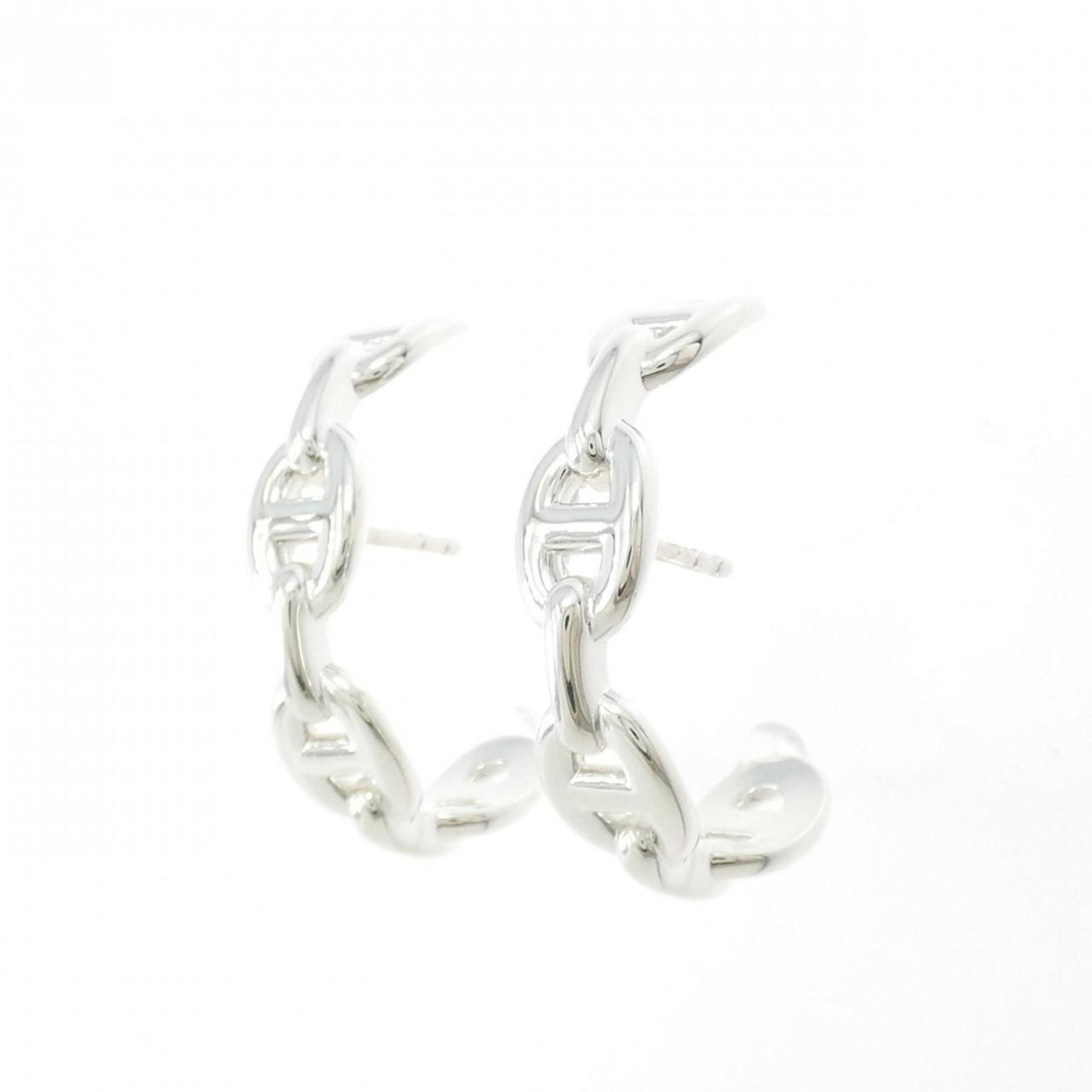 Hermes 925 Silver Earrings Stud - 2