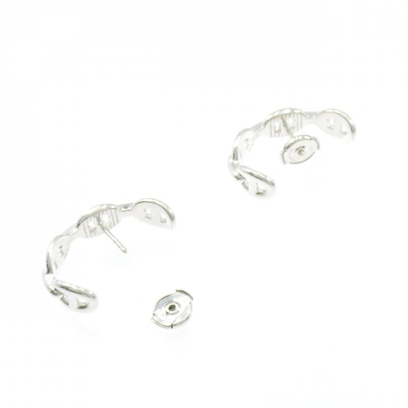Hermes 925 Silver Earrings Stud - 3