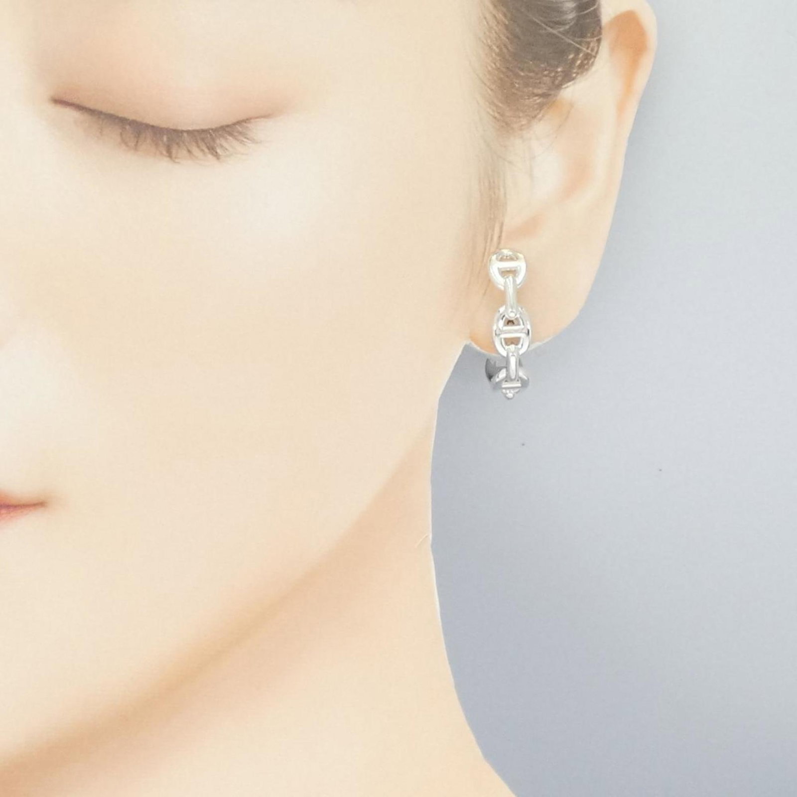 Hermes 925 Silver Earrings Stud - 4