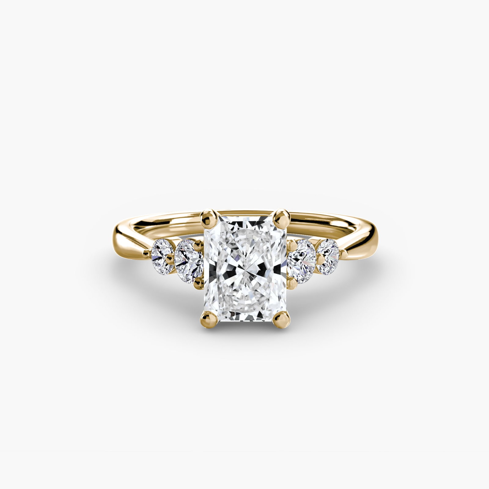 Solitaire Radiant 14Kt Yellow Gold Ring Setting - 2