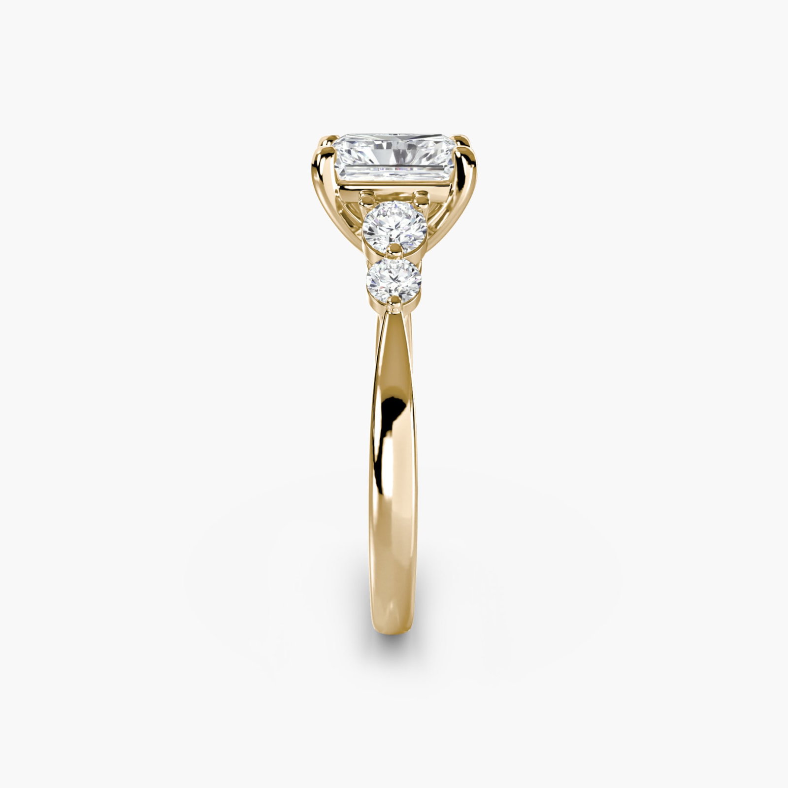 Solitaire Radiant 14Kt Yellow Gold Ring Setting - 3