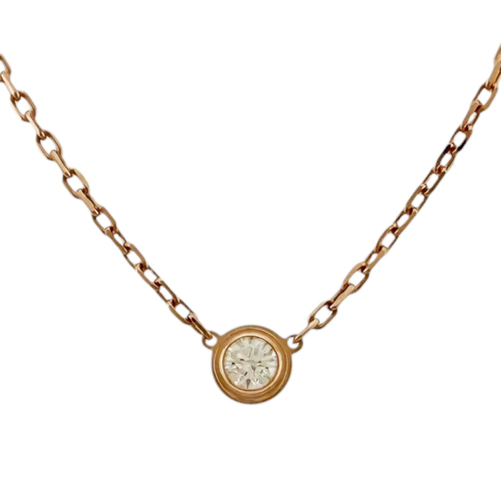 Cartier Damour Diamants Lgers Necklace Approximately 0.09Ct Diamond 18K Pink Gold Women'S Necklace.: Cartier Damour Diamants Lgers Necklace Approximately 0.09Ct Diamond 18K Pink Gold Women'S Necklace. Cartier Damour Diamants Lgers Necklace features an approximately 0.09ct diamond set in 18K pink gold