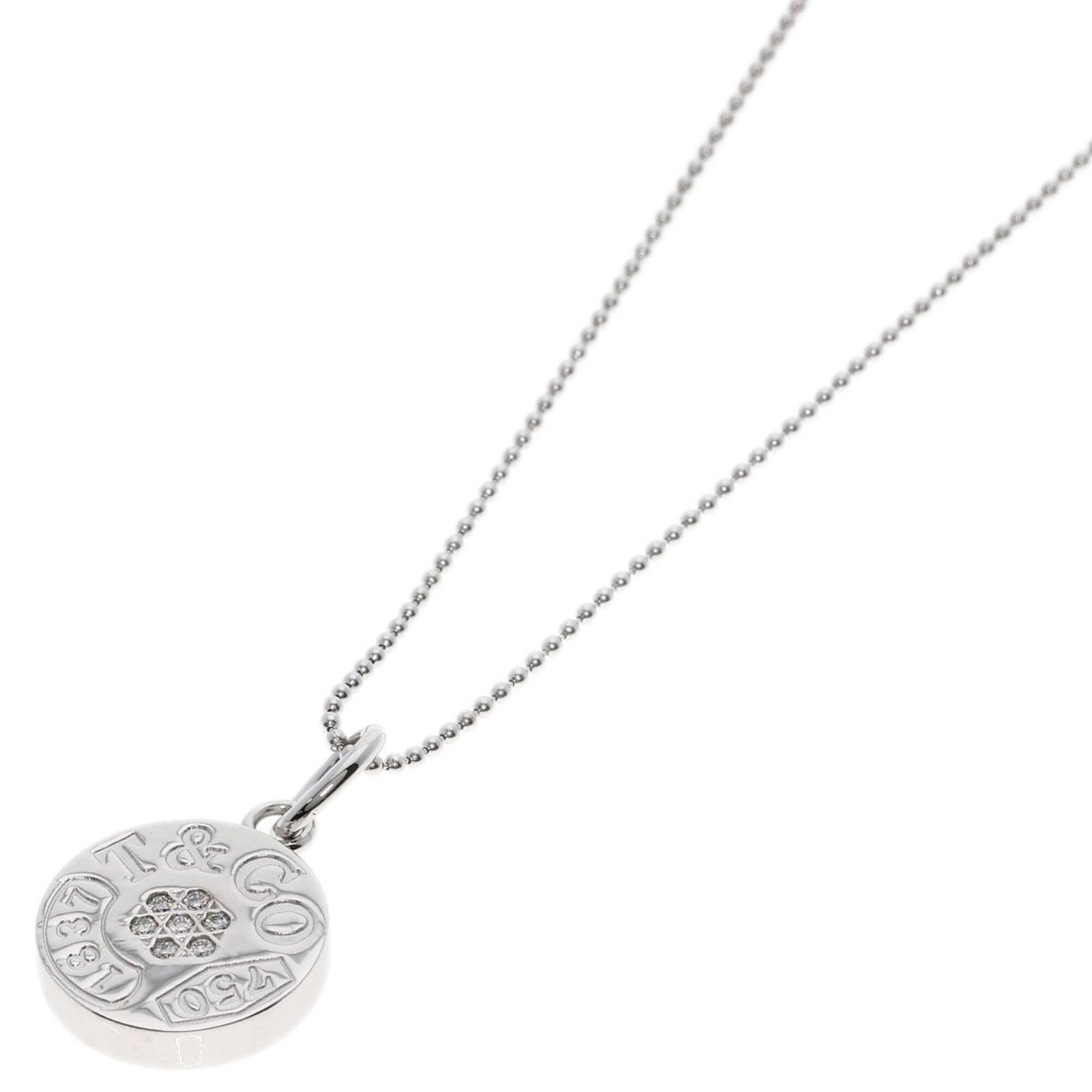 Diamond necklace for women in white gold with 7P circle diamond from Tiffany & Co. 1837.: Diamond necklace for women in white gold with 7P circle diamond from Tiffany & Co. 1837. White gold necklace from Tiffany & Co. features a stunning 7P circle diamond pendant, showcasing exceptional cr