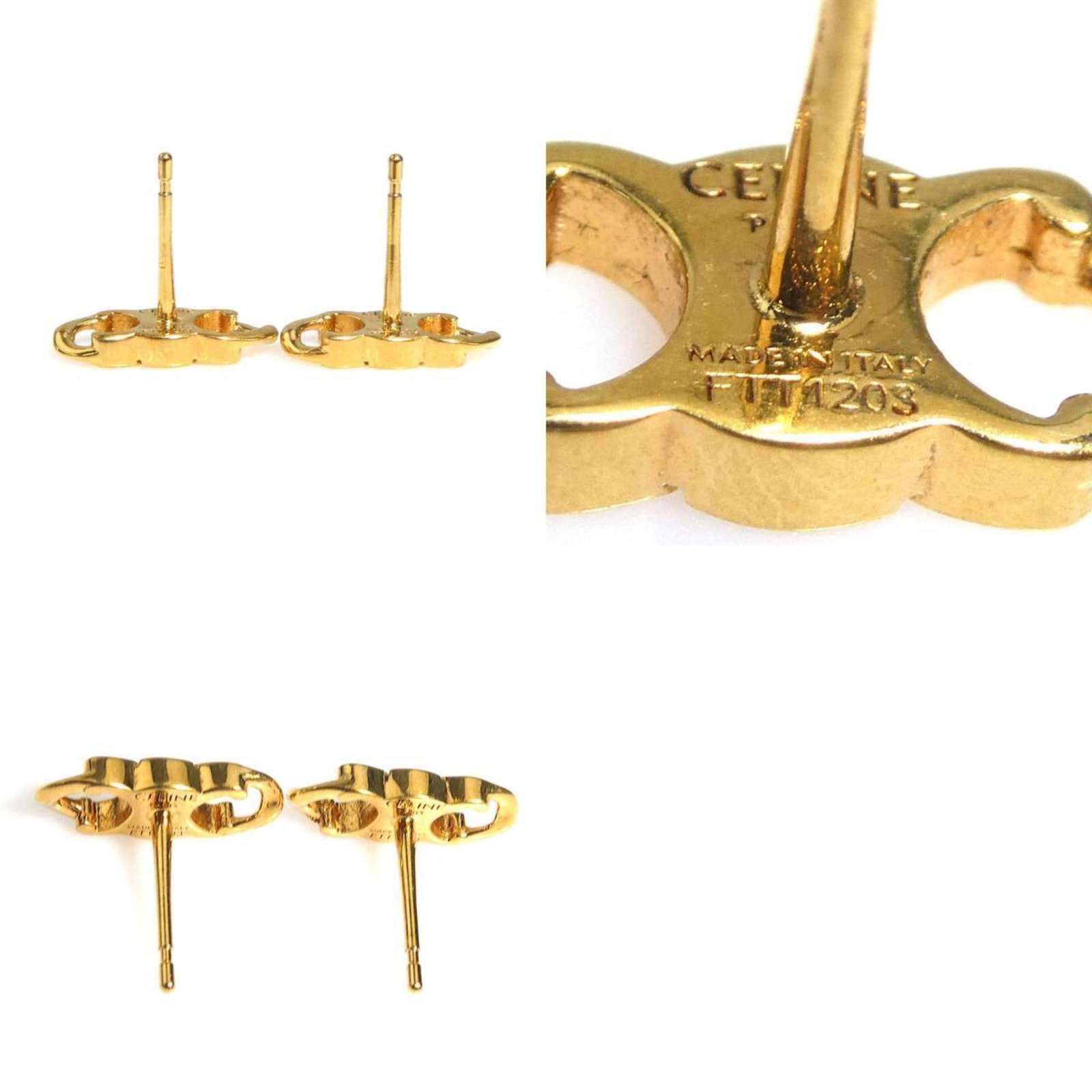 Celine Stud Metal Earrings - 5