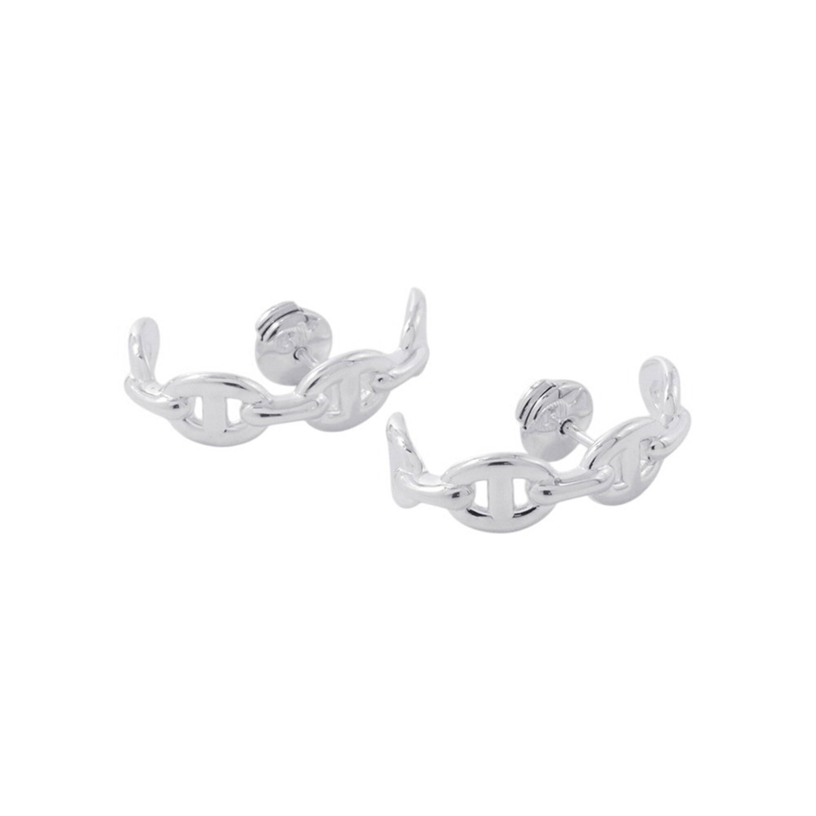 Hermes 925 Silver Earrings Stud - 2