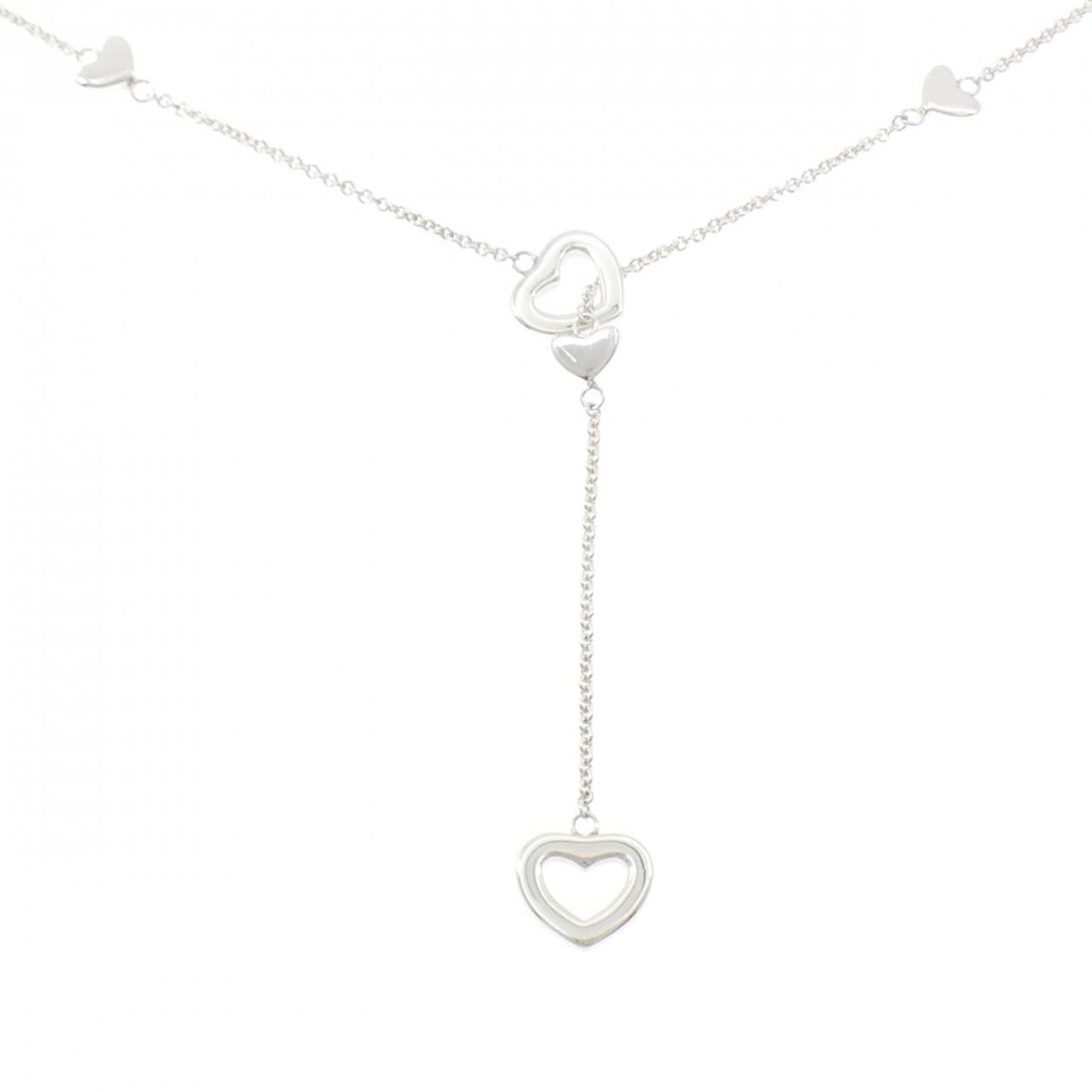 Tiffany Heart Link Lariat Necklace: Tiffany Heart Link Lariat Necklace Tiffany Heart Link Lariat Necklace is made from silver 925 and features a pendant with dimensions 61.3mm x 11.5mm, suspended from a chain that fits a neck