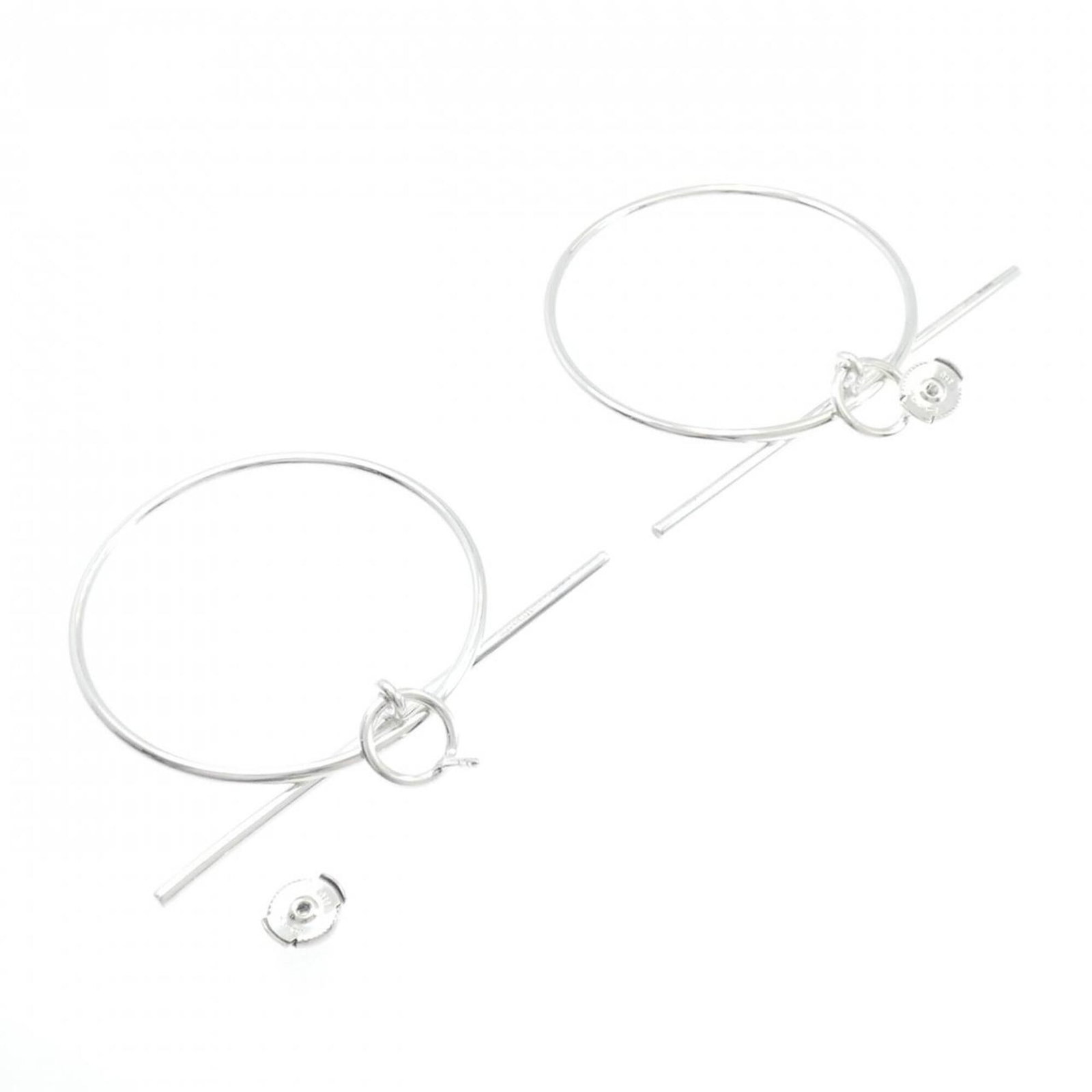 Hermes 925 Silver Earrings Stud - 3