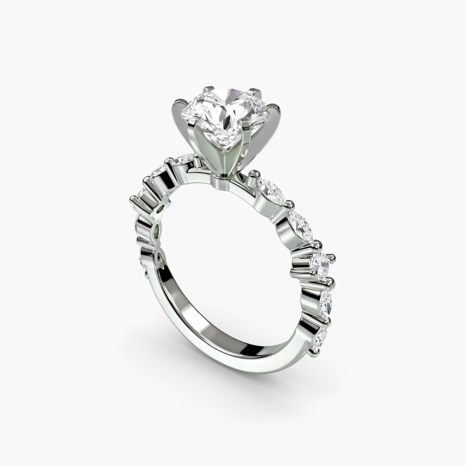 Pave Round 950 Platinum Ring Setting - 5