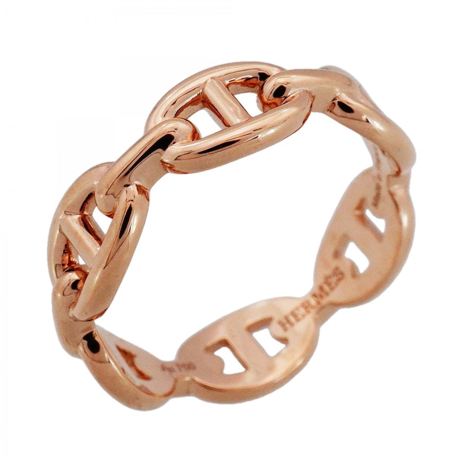 Pink Gold 18k Hermes Band Ring: Pink Gold 18k Hermes Band Ring Pink Gold 18k Hermes Band Ring features a beautiful pink gold finish and a classic band design, bearing a signature. Made from high-quality 18k pink gold, this ring