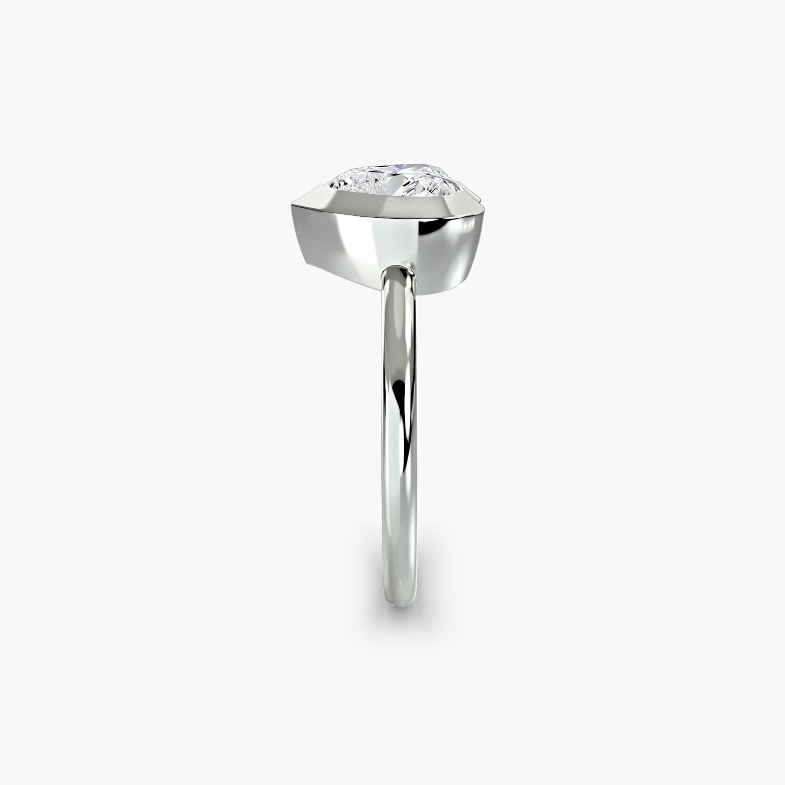 Solitaire Heart 950 Platinum Ring Setting - 3