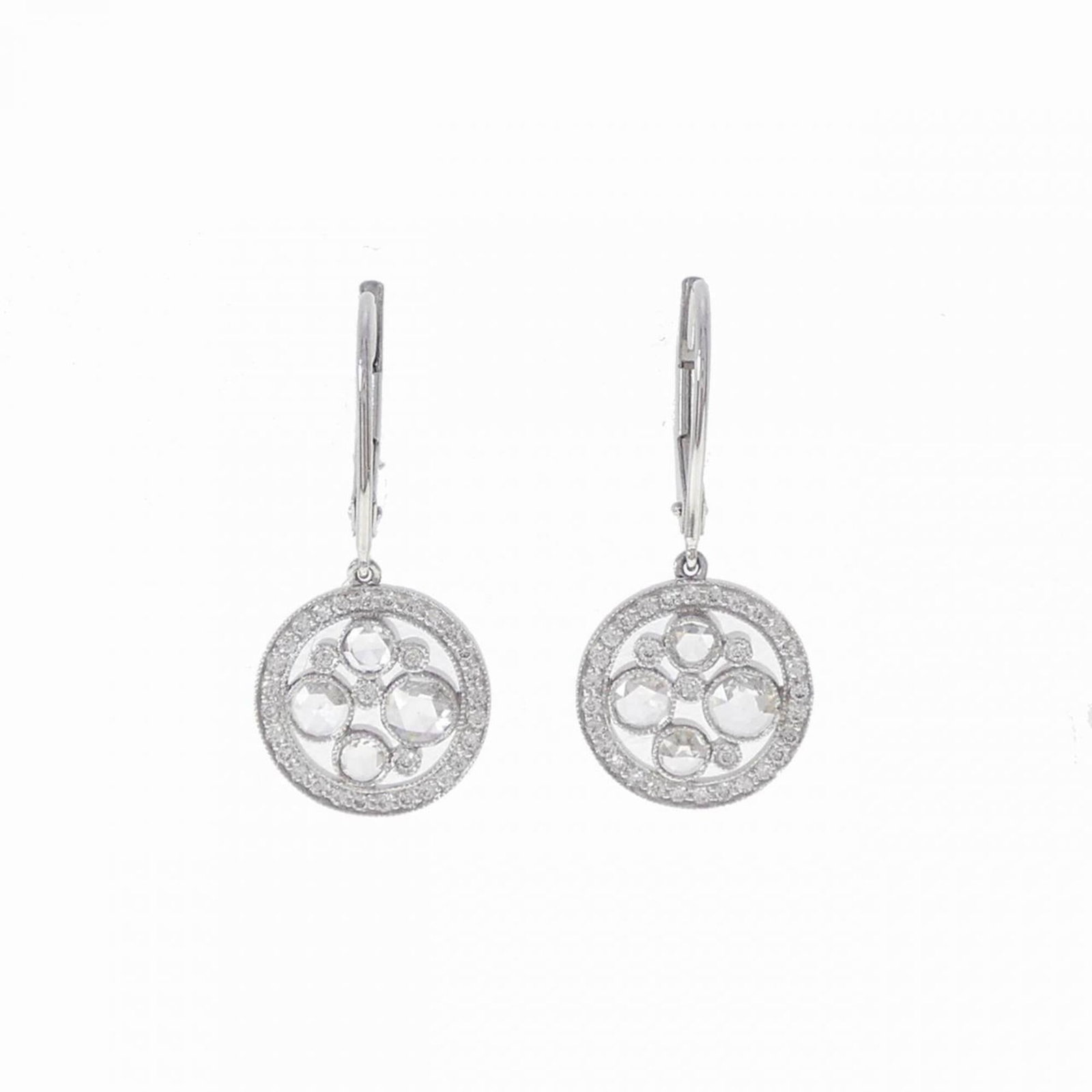 Cobblestone Round Earrings By Tiffany: Cobblestone Round Earrings By Tiffany Platinum earrings with a cobblestone design, featuring a silver stone, are available in used condition. The earrings showcase some scratches and dirt but remain
