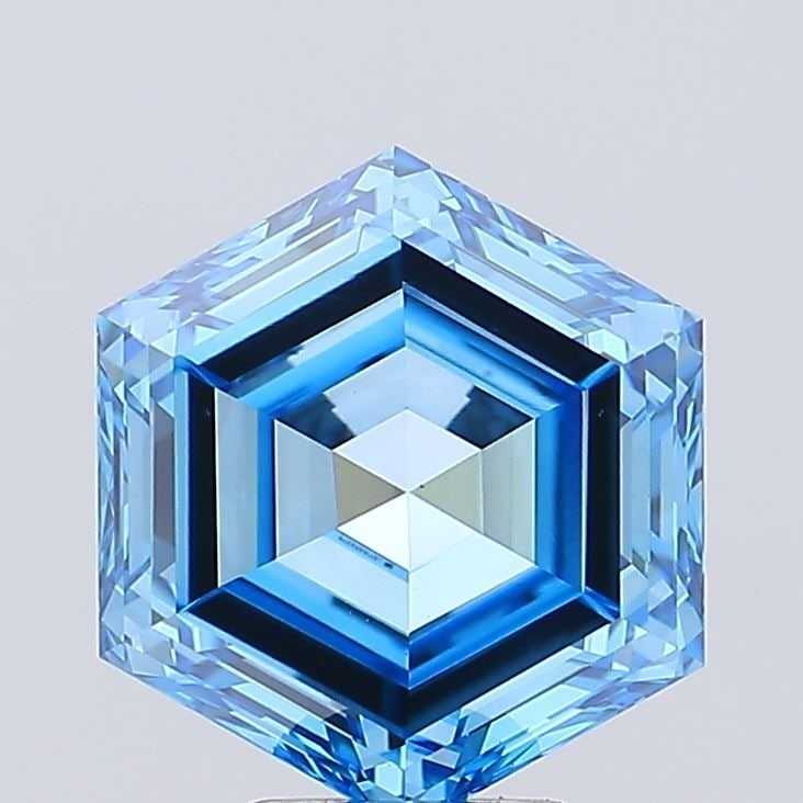 IGI Hexagonal 5.3ct Fancy Vivid Blue VVS2 - Loose Lab Diamond: IGI Hexagonal 5.3ct Fancy Vivid Blue VVS2 - Loose Lab Diamond Item Specifics: Source: This Is A Real Diamond Grown In A Lab Not Mined. Carat: 5.3 Cut: - Color: Fancy Vivid Blue Clarity: VVS2 Polish: E