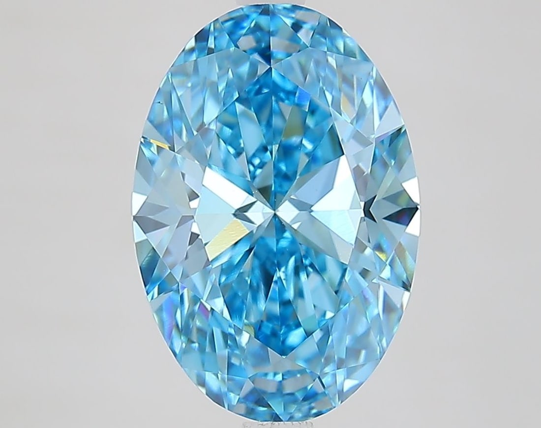 IGI Oval 4.1ct Fancy Vivid Blue VVS2 - Loose Lab Diamond (1 of 1)