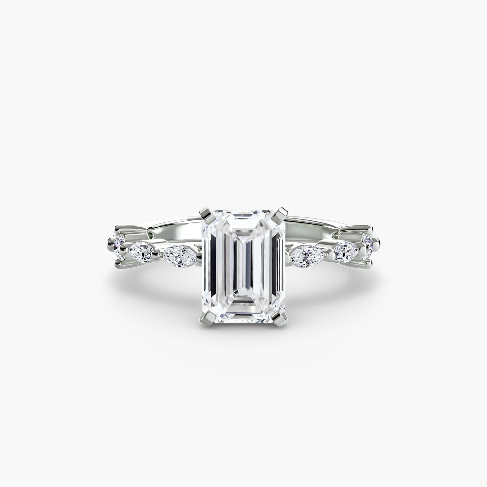Pave Emerald 950 Platinum Ring Setting - 2
