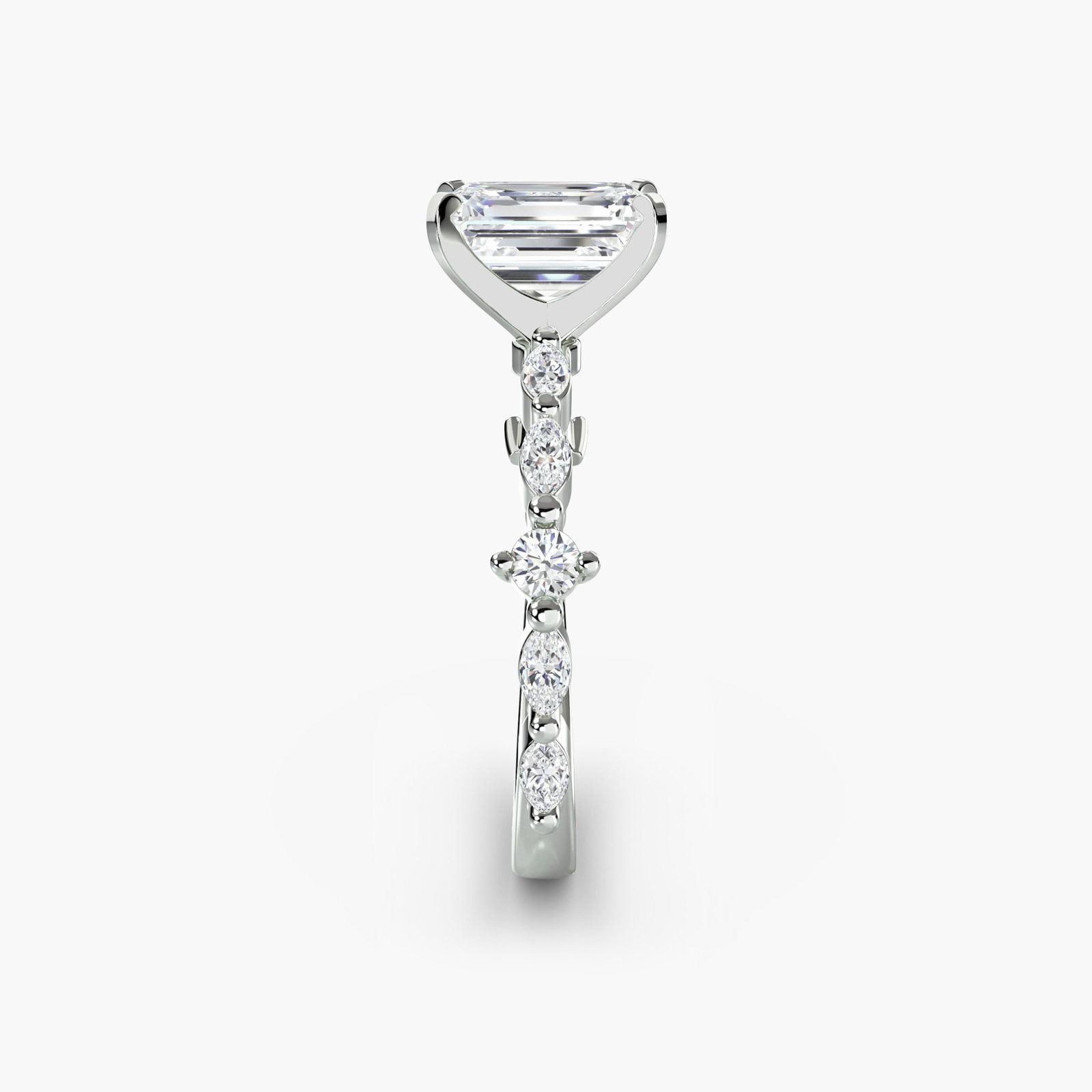 Pave Emerald 950 Platinum Ring Setting - 3