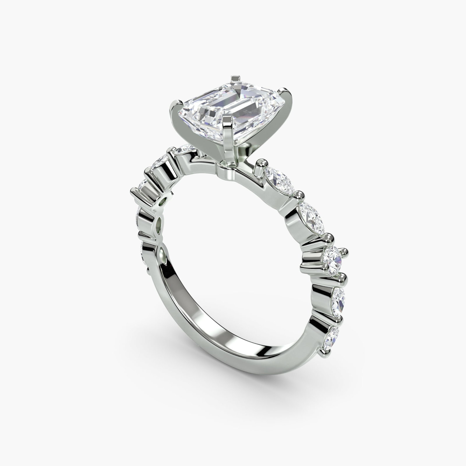 Pave Emerald 950 Platinum Ring Setting - 5