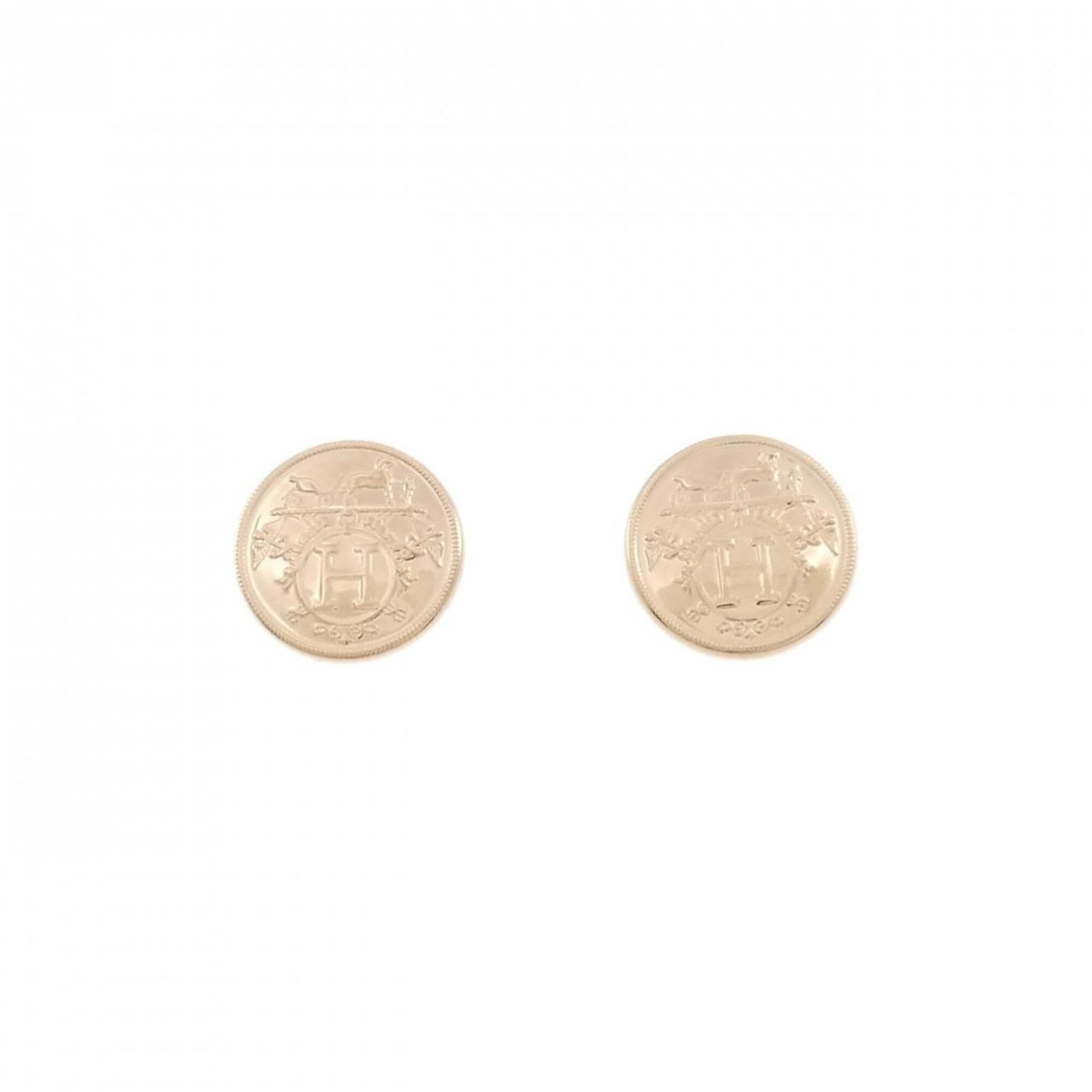 Hermes Stud Earrings Pink Gold (18K): Hermes Stud Earrings Pink Gold (18K) Pink Gold (18K) stud earrings from Hermes, featuring a subtle touch of femininity. With a few traces of usage and minor scratches, these earrings retain their