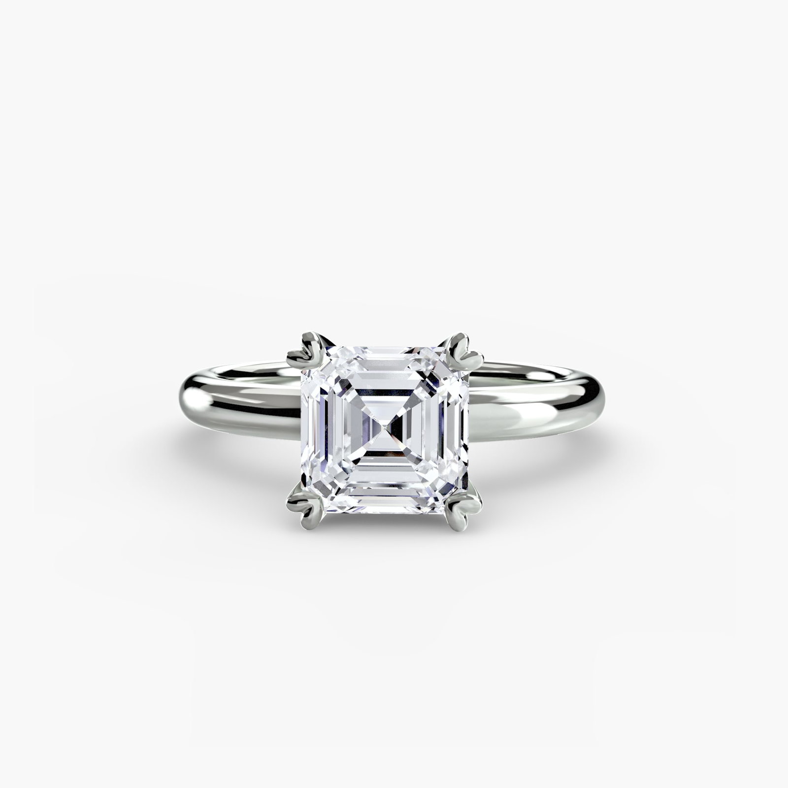 Solitaire Asscher 18Kt White Gold Ring Setting - 2