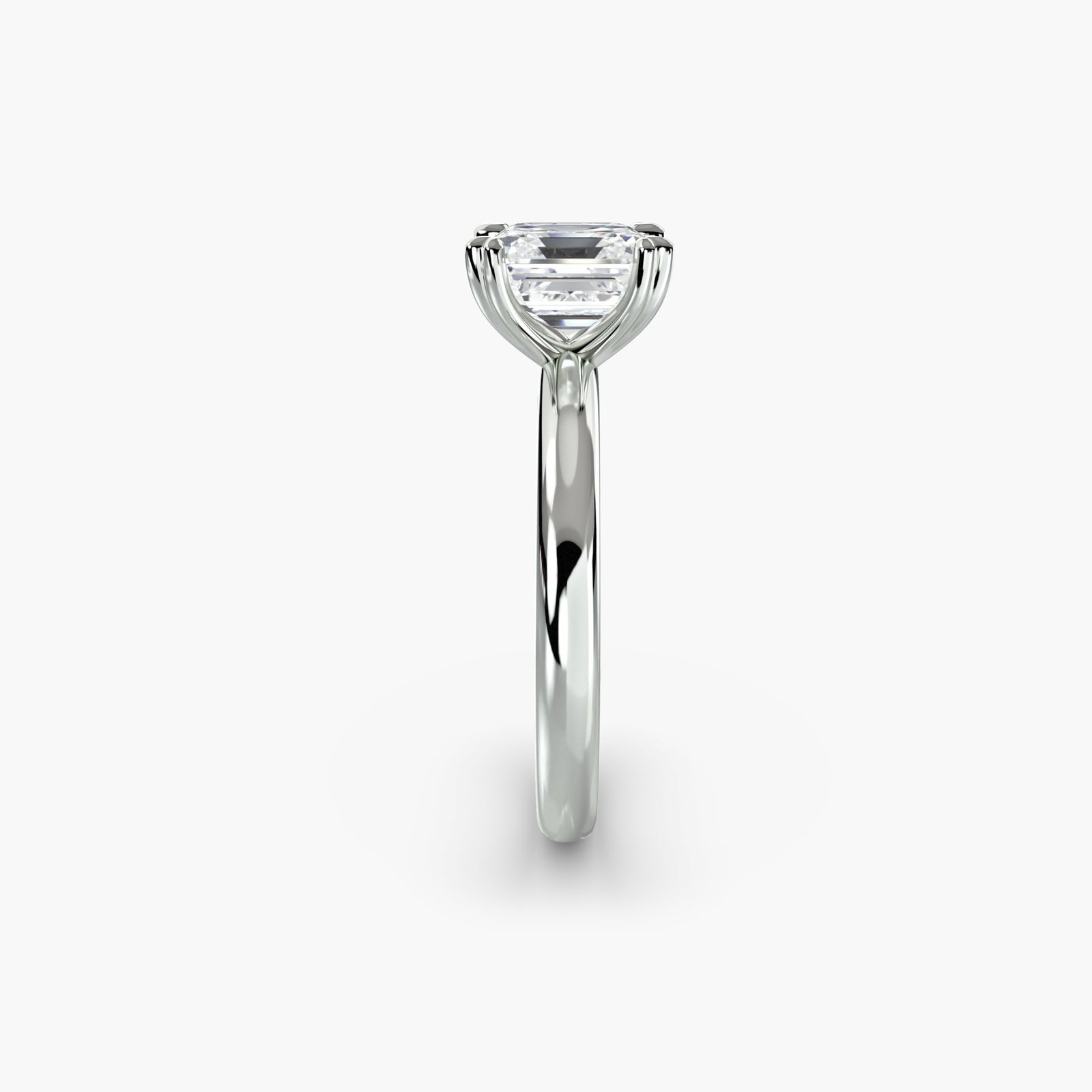 Solitaire Asscher 18Kt White Gold Ring Setting - 3