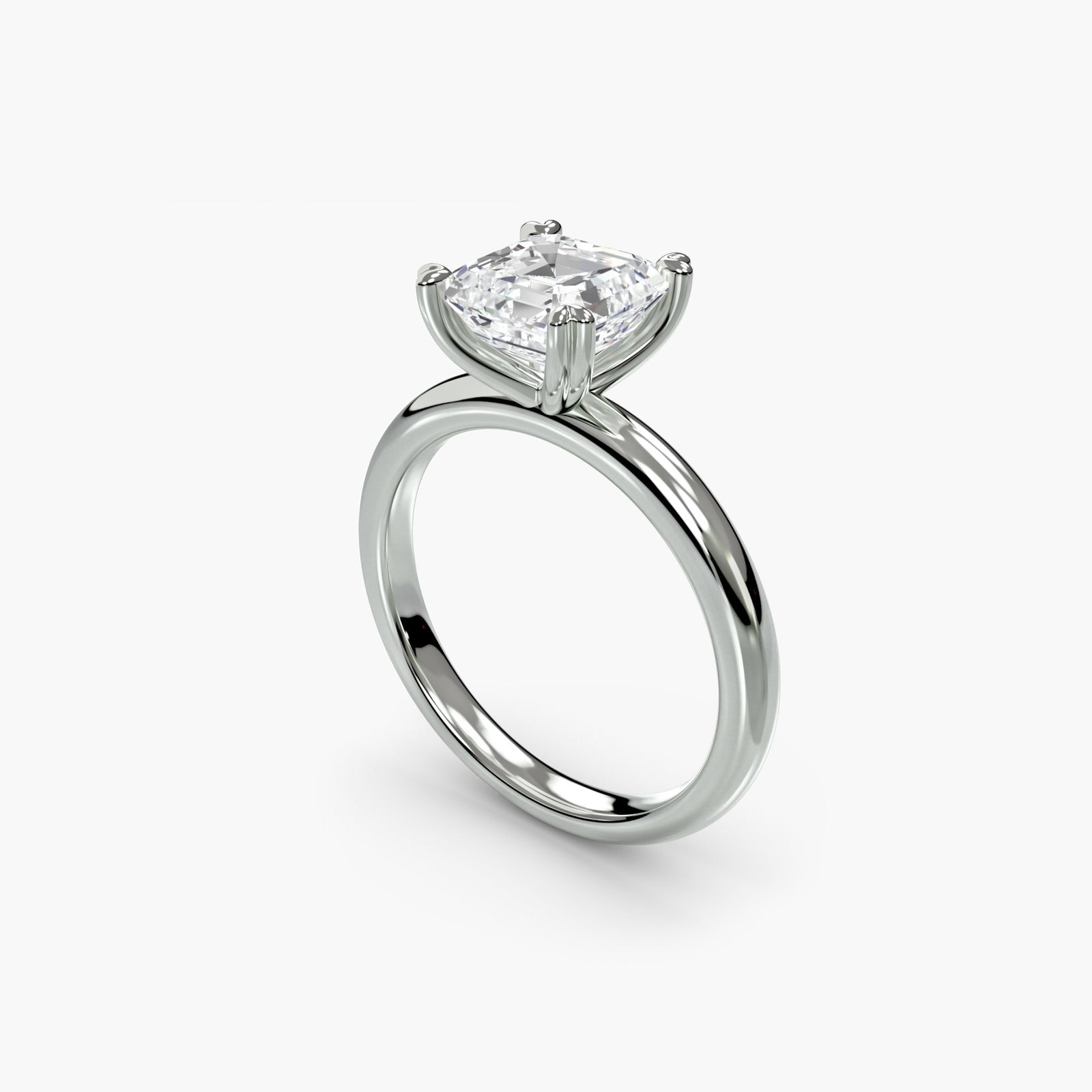 Solitaire Asscher 18Kt White Gold Ring Setting - 5