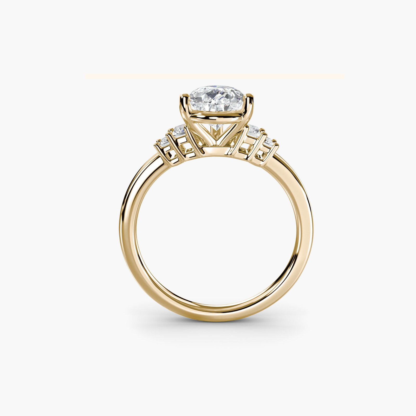 Solitaire Pear 18Kt Yellow Gold Ring Setting: Solitaire Pear 18Kt Yellow Gold Ring Setting 18Kt Yellow Gold Solitaire Pear Ring Setting. This elegant ring setting features a pear shape with four small side stones, totaling 0.17 carats in color