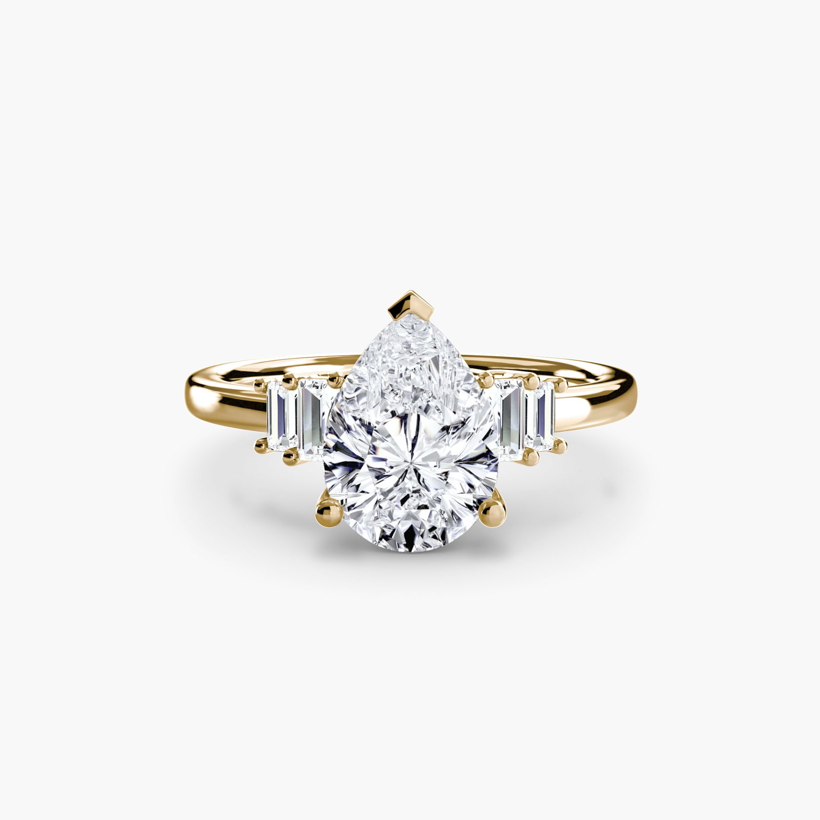Solitaire Pear 18Kt Yellow Gold Ring Setting - 2