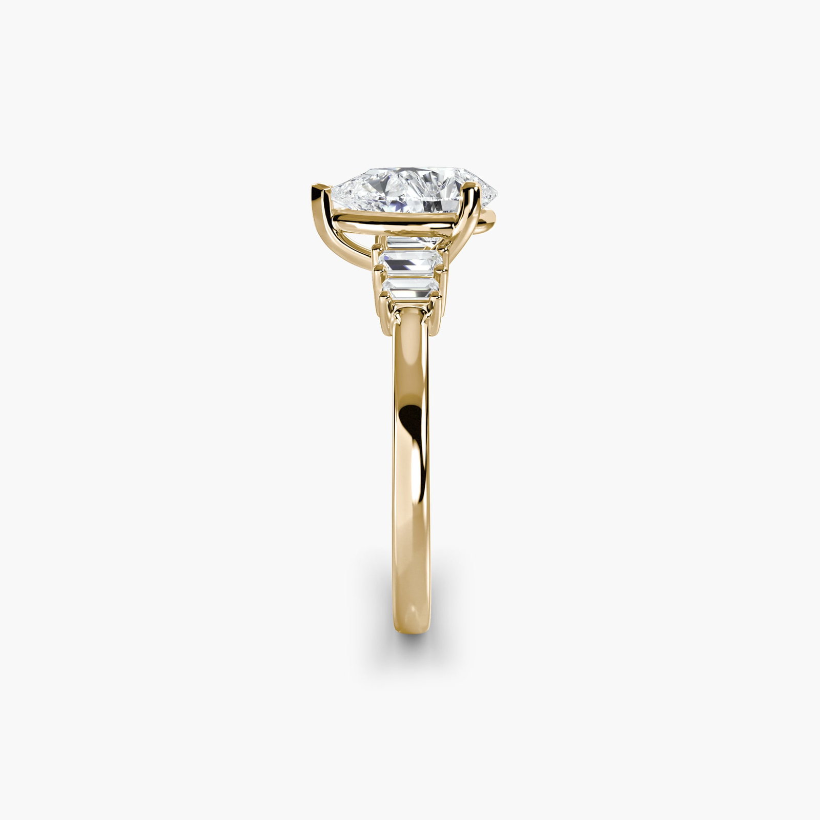 Solitaire Pear 18Kt Yellow Gold Ring Setting - 3