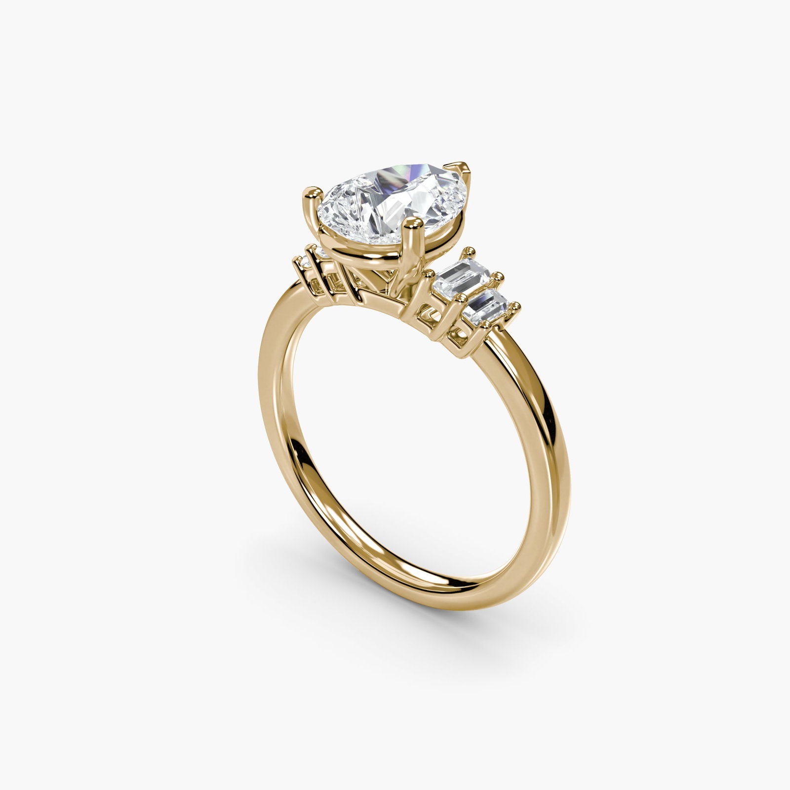 Solitaire Pear 18Kt Yellow Gold Ring Setting - 5