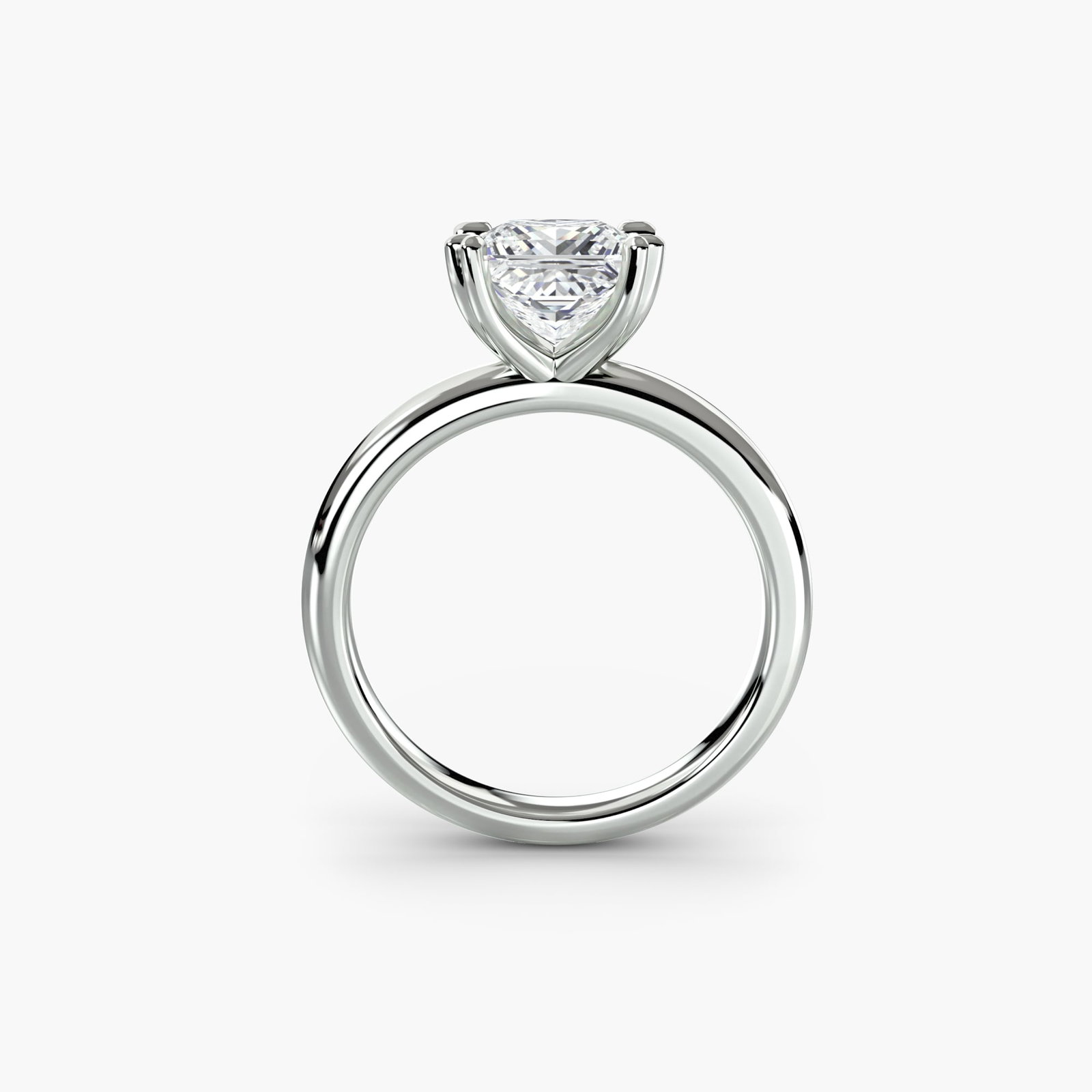 Solitaire Princess 18Kt White Gold Ring Setting: Solitaire Princess 18Kt White Gold Ring Setting 18Kt White Gold Princess Ring Setting with EF/VS Lab Grown Stone. This elegant ring setting boasts a slender princess shape, featuring a total carat wei