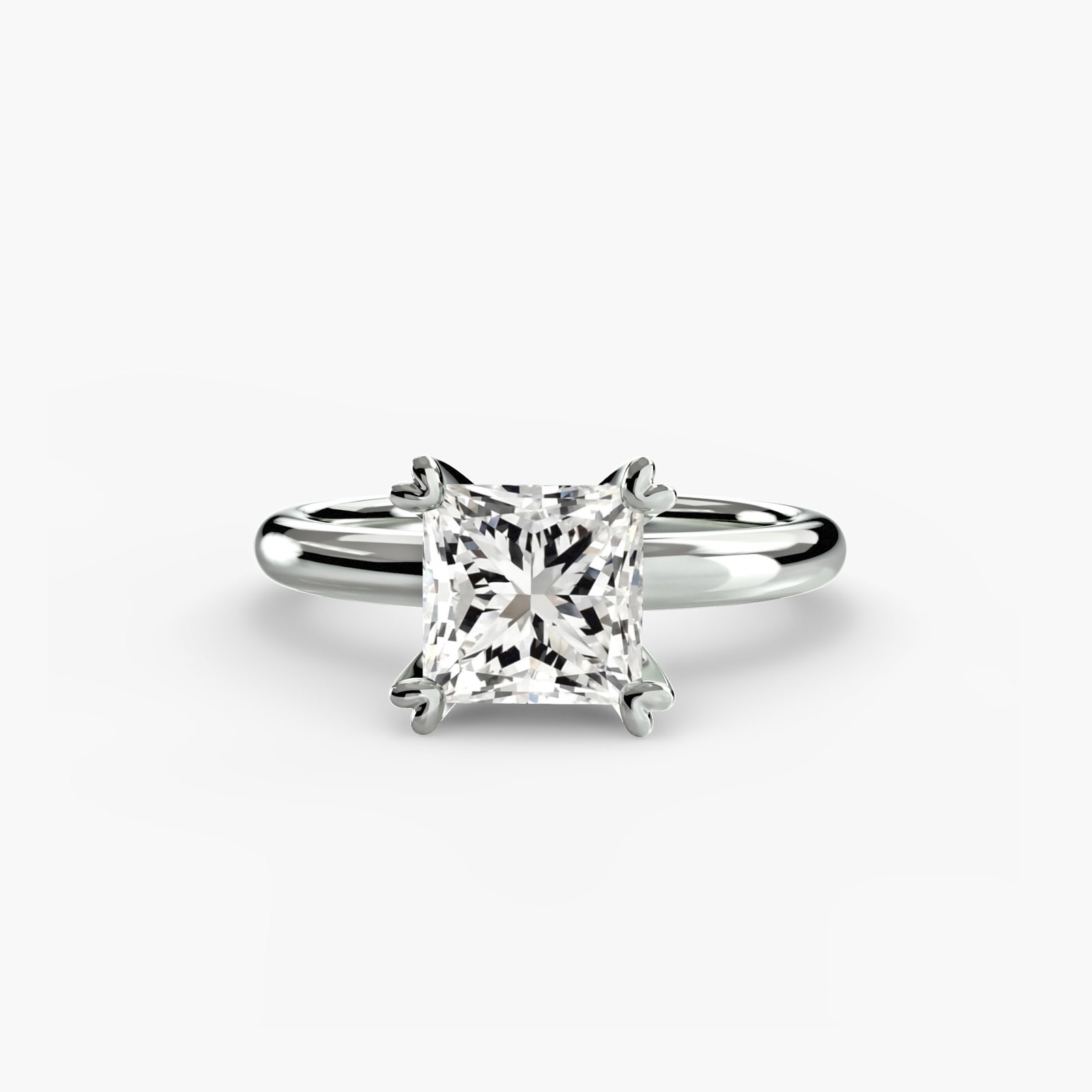 Solitaire Princess 18Kt White Gold Ring Setting - 2