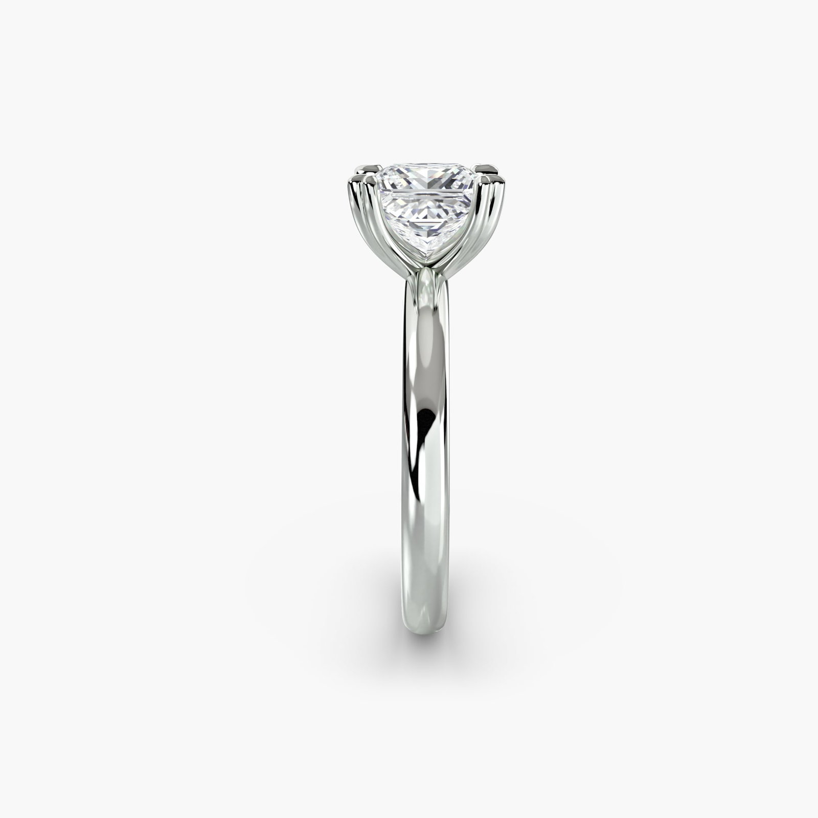 Solitaire Princess 18Kt White Gold Ring Setting - 3