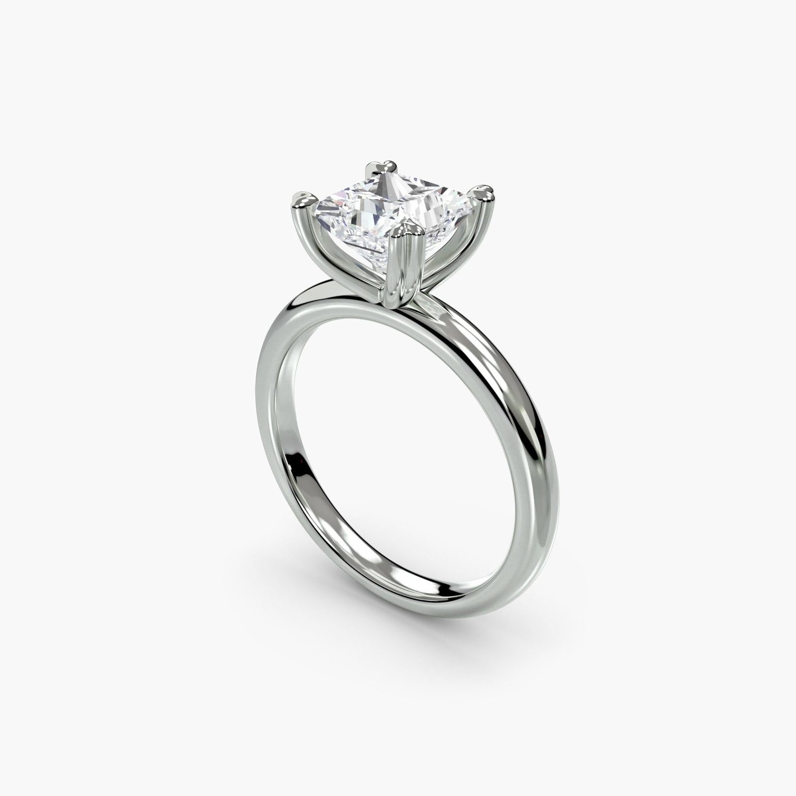 Solitaire Princess 18Kt White Gold Ring Setting - 5