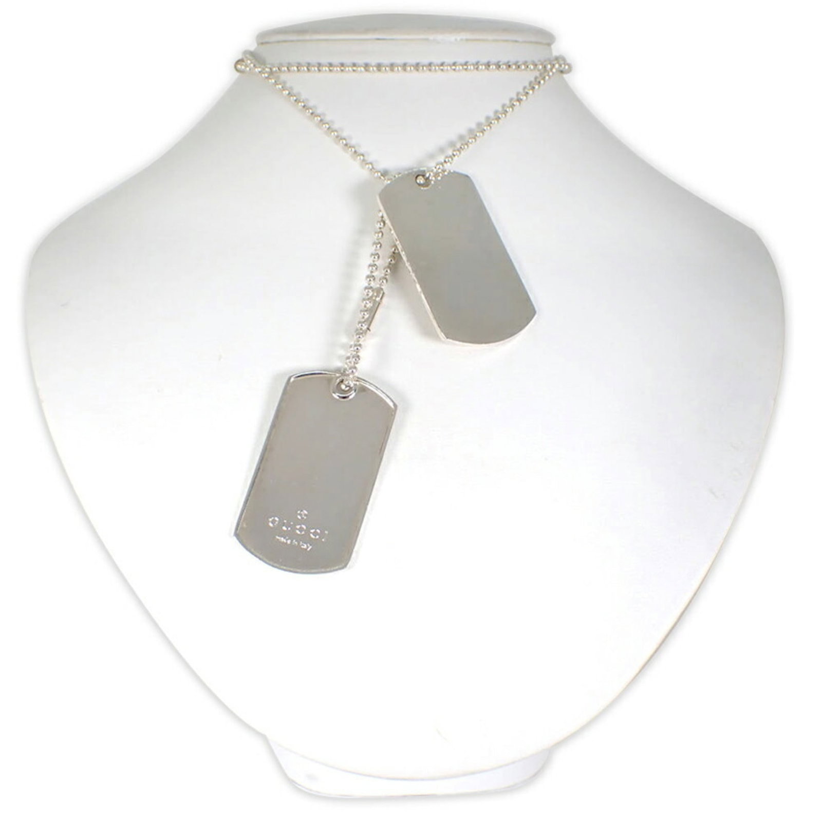 Gucci 925 Dog Tag Plate Necklace (2 Pieces) (1 of 11)