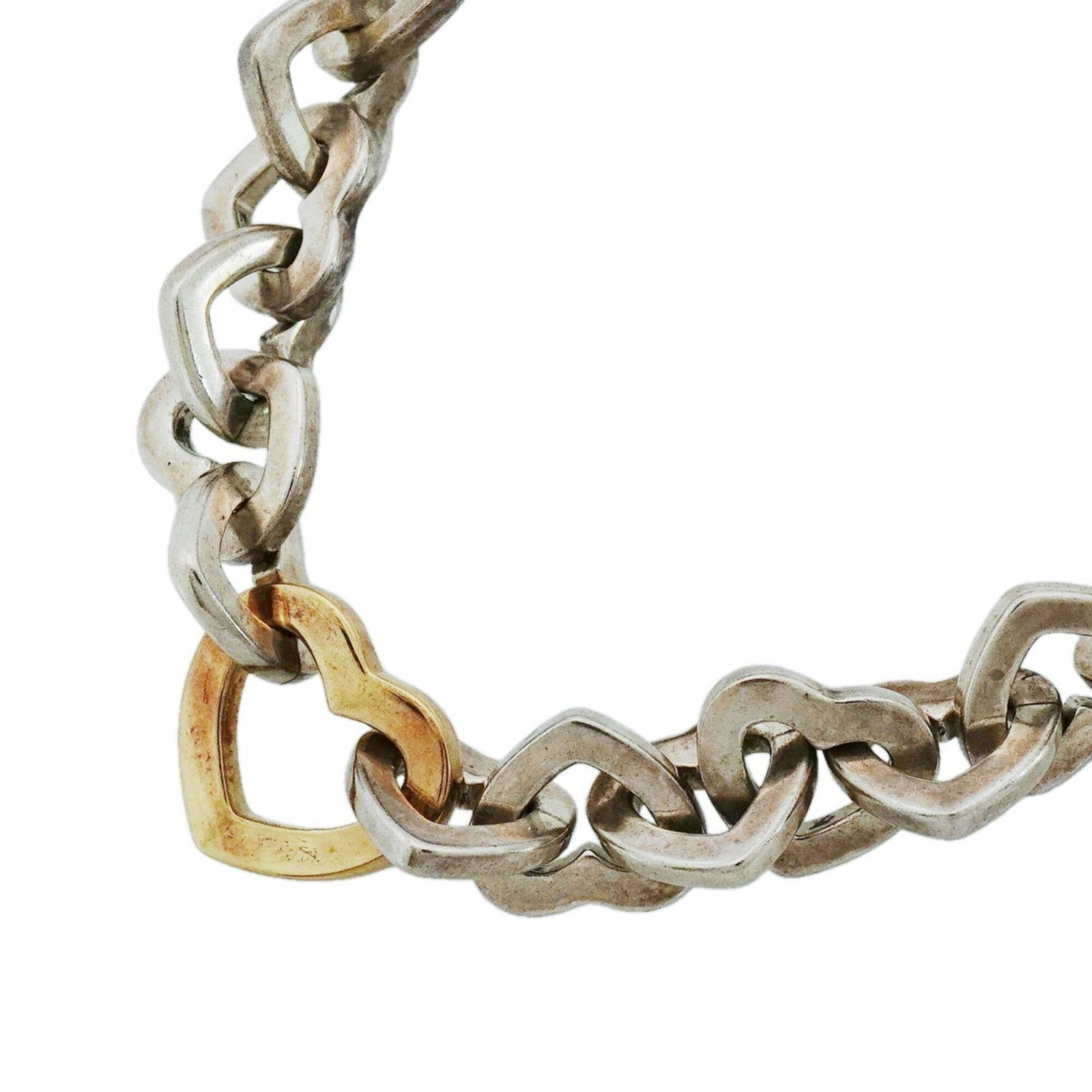 Tiffany & Co. Heart Link Necklace 18K Yellow Gold (Kyg) Sterling Silver 925 Women'S: Tiffany & Co. Heart Link Necklace 18K Yellow Gold (Kyg) Sterling Silver 925 Women'S Tiffany & Co. Heart Link Necklace in 18K Yellow Gold and Sterling Silver. This elegant necklace features a 13.6mm x 