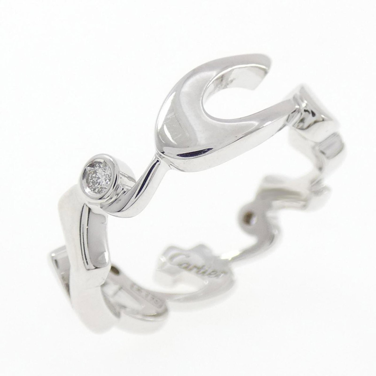 White Gold Cartier Band Ring 18K: White Gold Cartier Band Ring 18K White Gold Cartier Band Ring 18K - A high-end, pre-owned band ring from renowned luxury brand Cartier. Made from 18K white gold, this elegant piece features a classic 