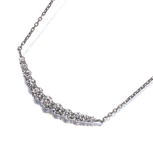 Diamond Necklace 850 Platinum Line 11P: Diamond Necklace 850 Platinum Line 11P Made from 850 platinum, this diamond necklace showcases a natural diamond pendant. The high purity of the platinum metal adds to its durability and luxurious