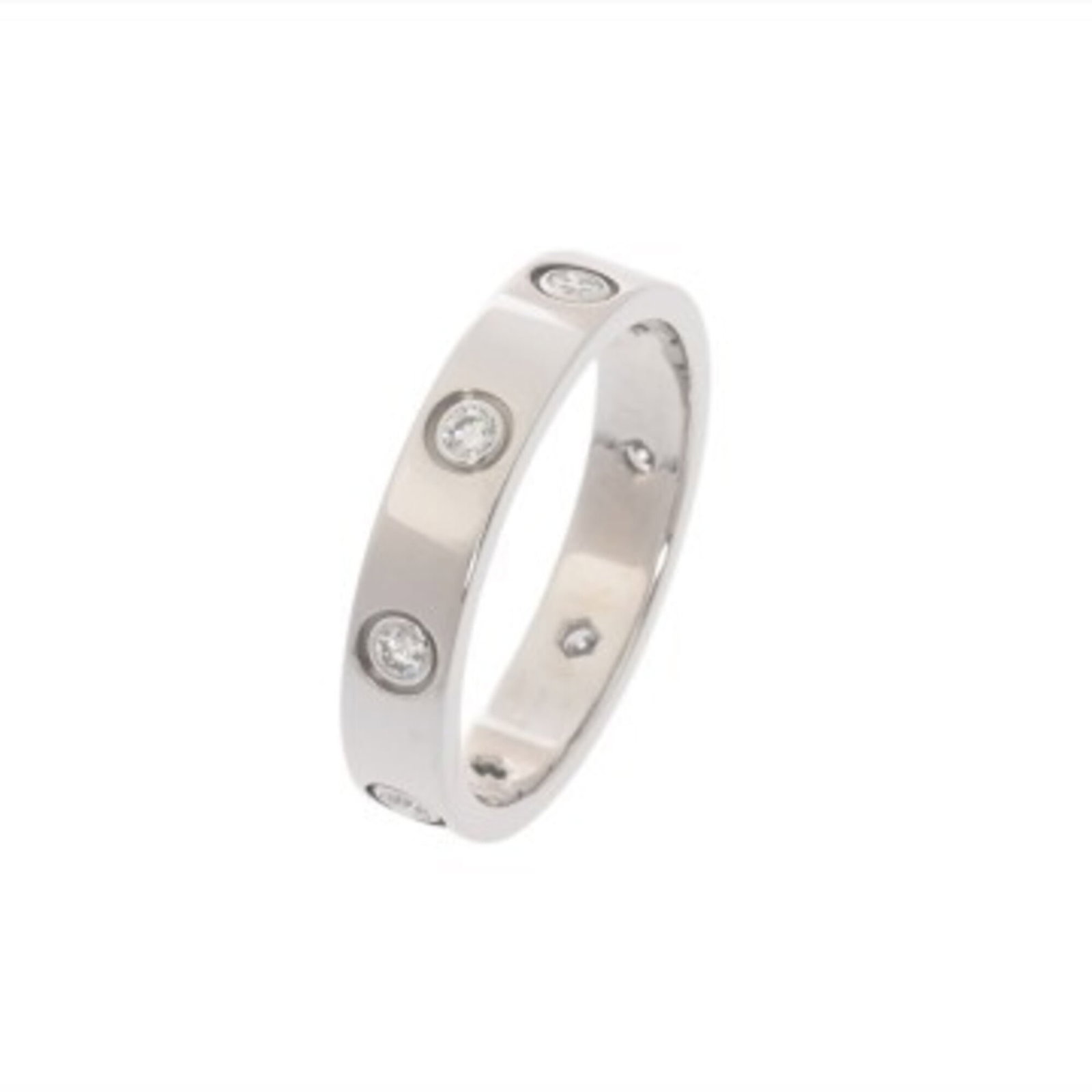 Full size diamond ring women's love cartier gold full white 52 18k women'S ginzo grade A: Full size diamond ring women's love cartier gold full white 52 18k women'S ginzo grade A Women's full size diamond ring in Cartier gold, featuring a white gold (18K) setting with a Ginzo grade A diamo