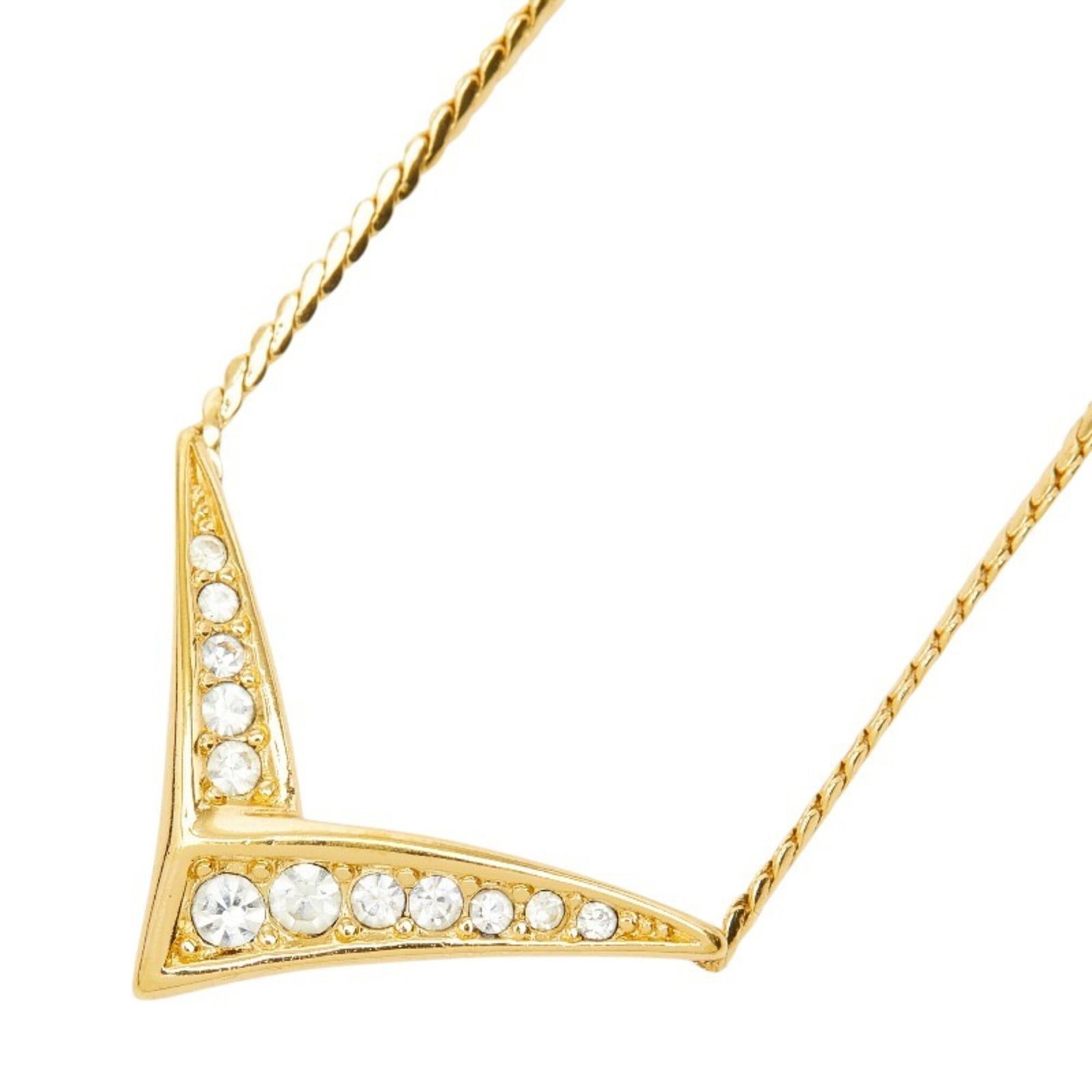 Christian Dior Women's Gold Plated Rhinestones V Shaped Necklace (1 of 7)