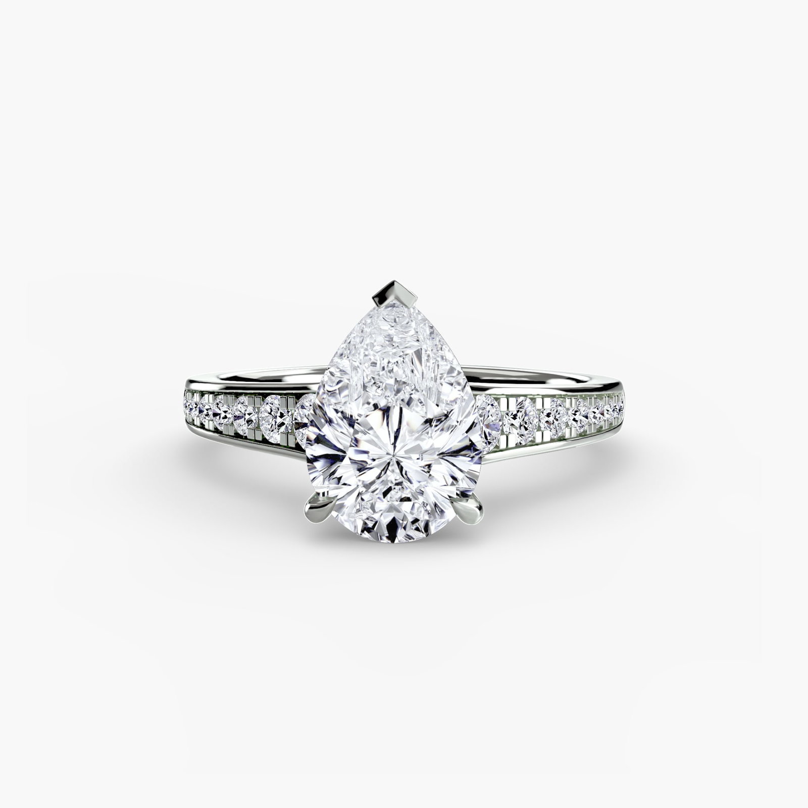 Pave Pear 950 Platinum Ring Setting - 2