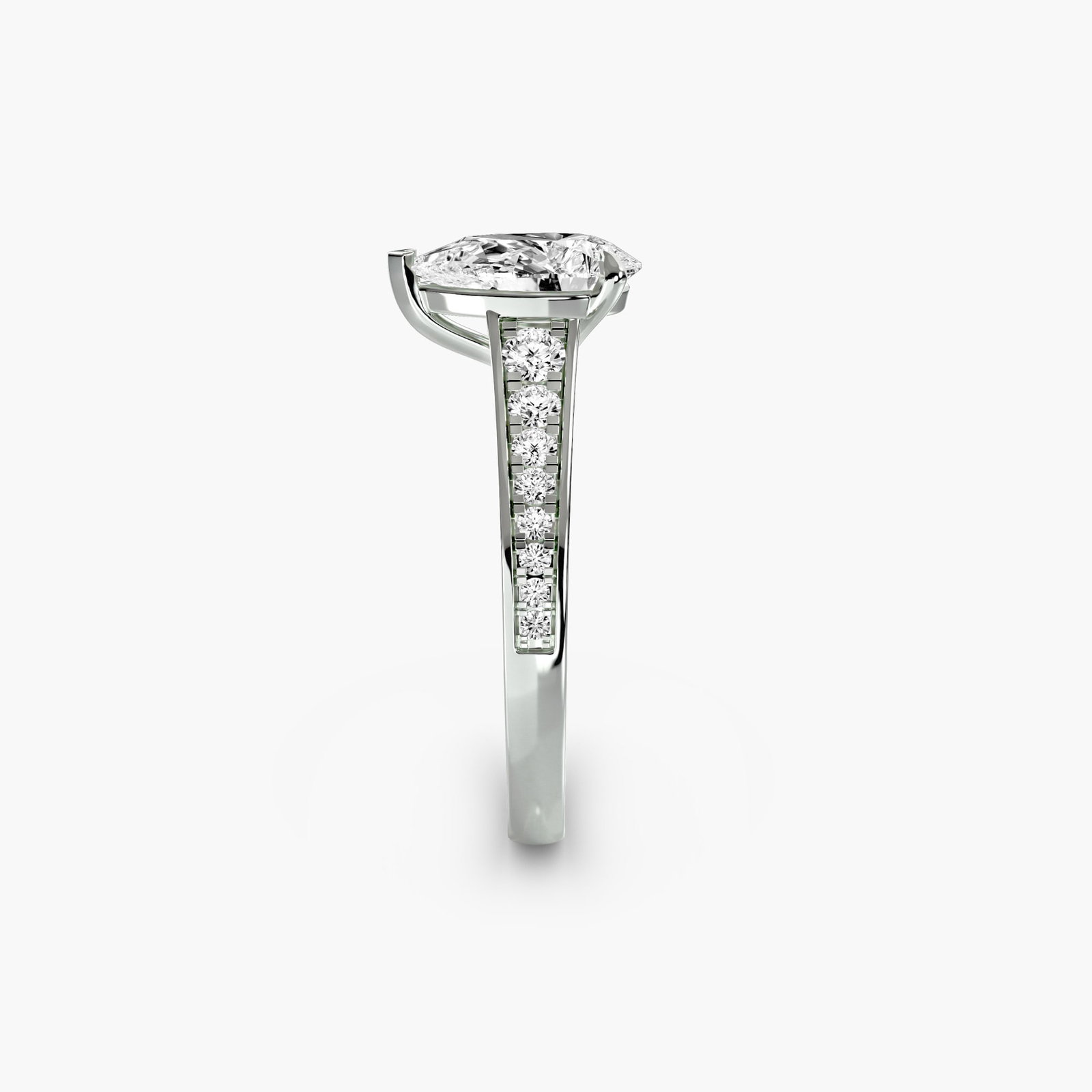 Pave Pear 950 Platinum Ring Setting - 3