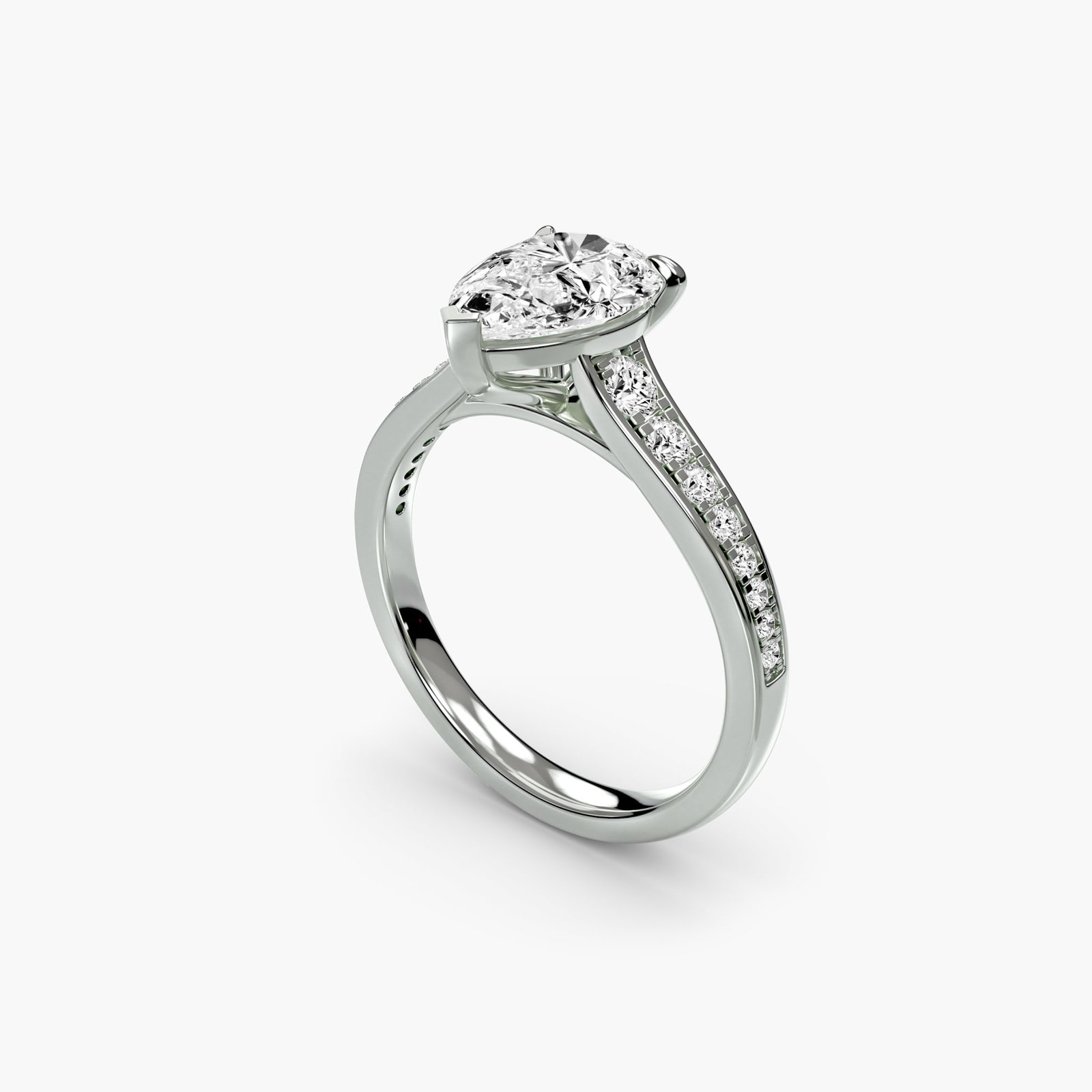 Pave Pear 950 Platinum Ring Setting - 5