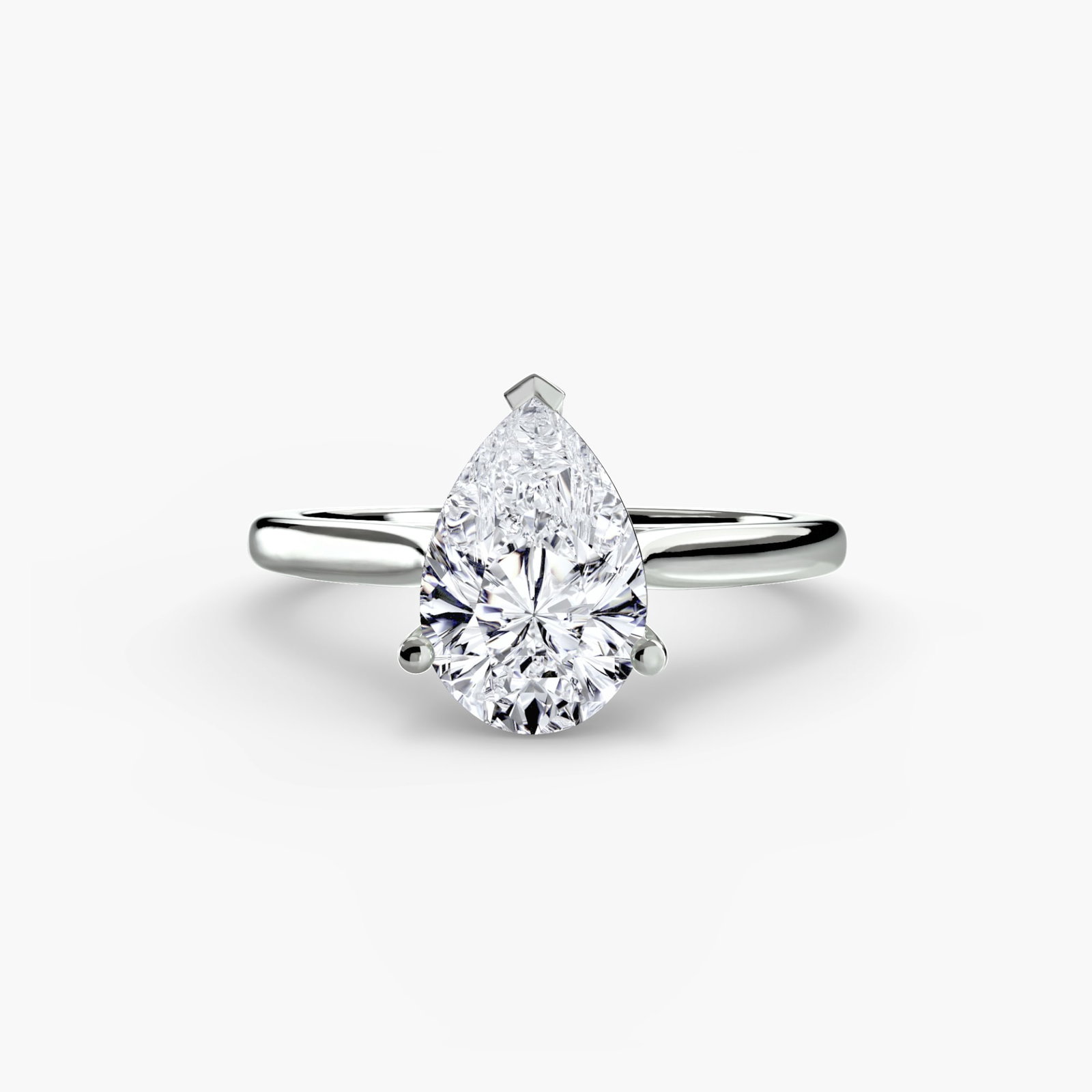 Solitaire Pear 18Kt White Gold Ring Setting - 2
