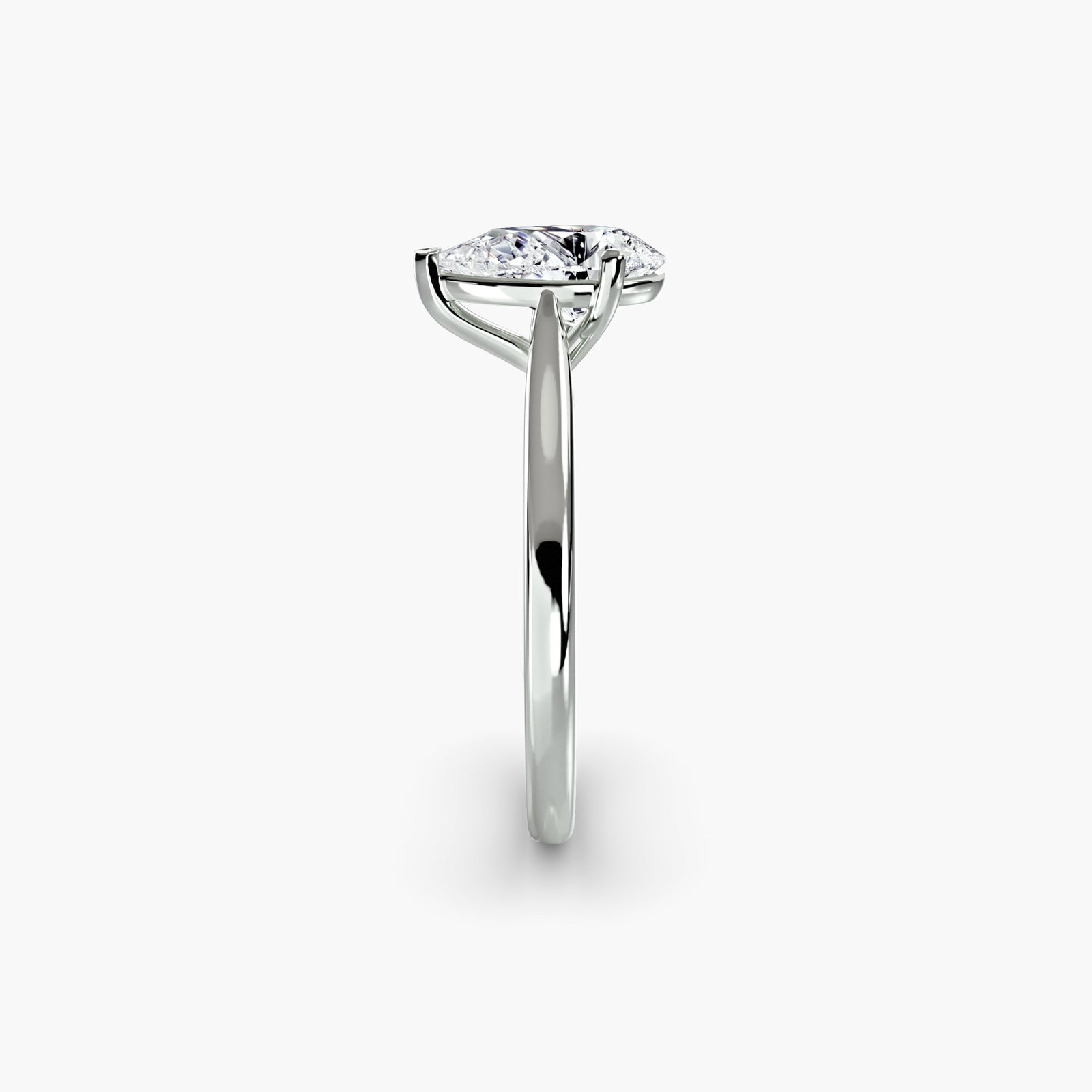 Solitaire Pear 18Kt White Gold Ring Setting - 3