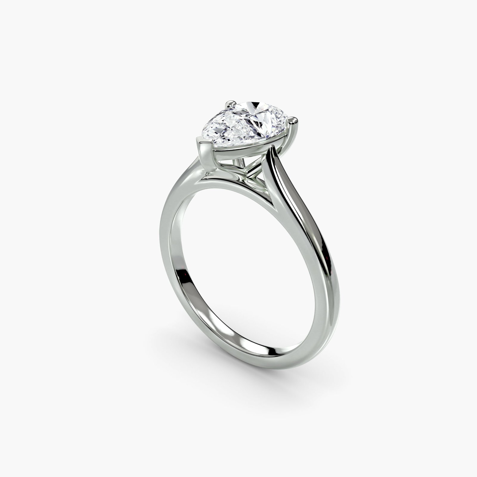 Solitaire Pear 18Kt White Gold Ring Setting - 5