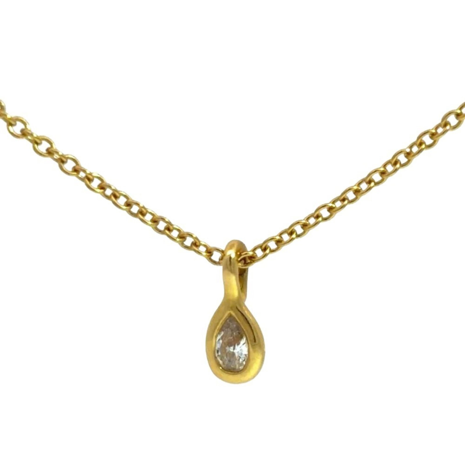 Tiffany & Co. By The Yard Necklace 0.07Ct Diamond 18K Yellow Gold 2.1G Teardrop Design Women'S. (1 of 10)