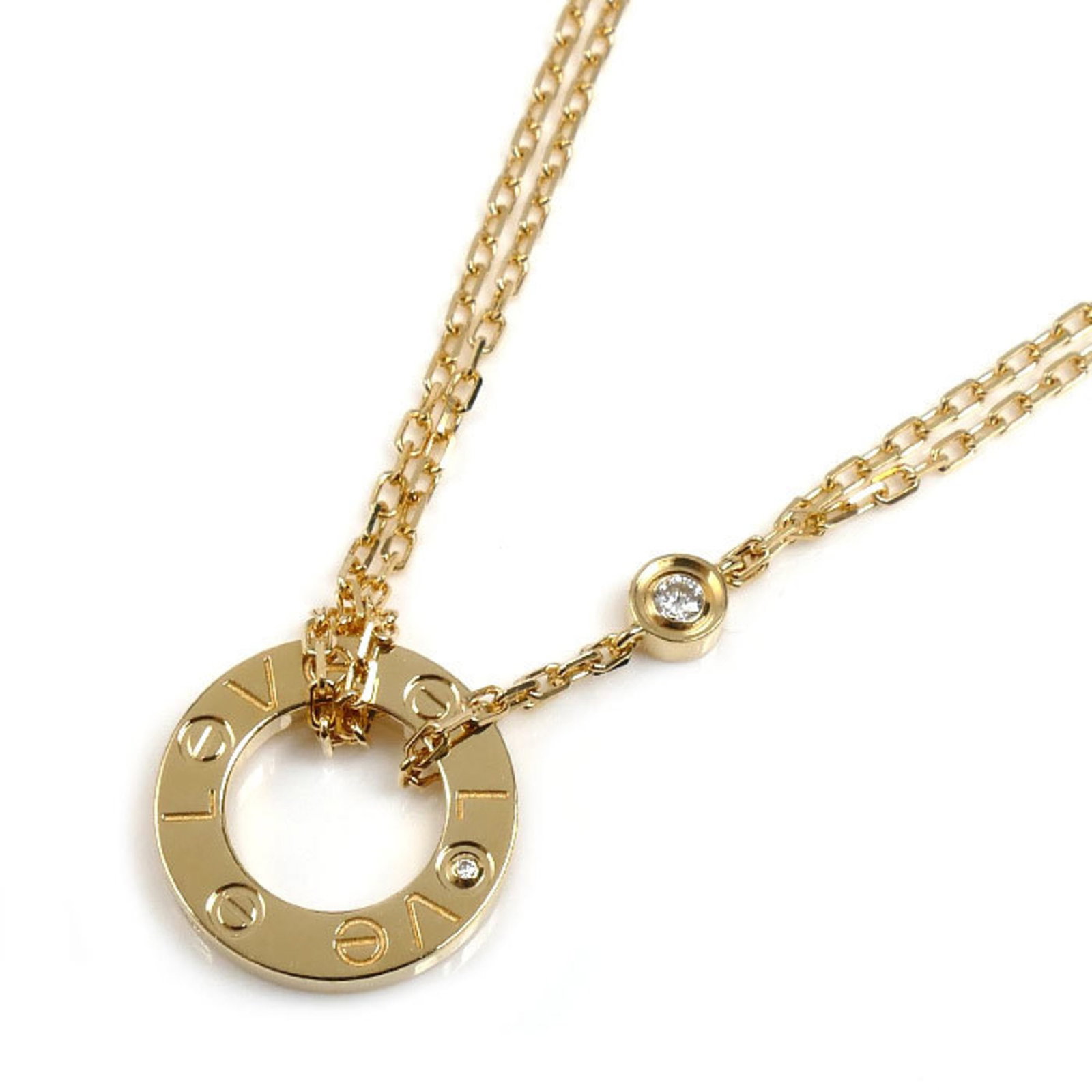 Cartier 18Kyg Yellow Gold Love Diamond Necklace (B7219500) - 6.2G 40.5Cm Women'S (1 of 8)