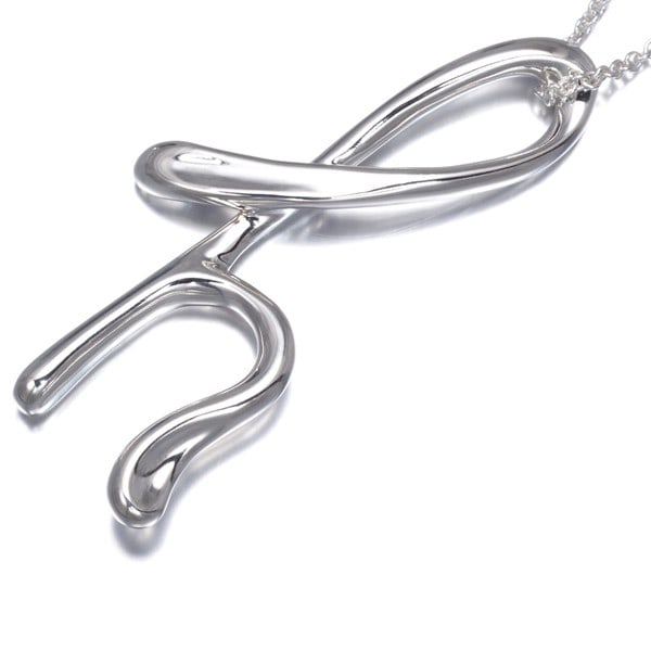 Large Silver Alphabet Letter Initial Necklace 925 Tiffany&Co: Large Silver Alphabet Letter Initial Necklace 925 Tiffany&Co Sterling silver alphabet letter necklace from Tiffany & Co., crafted in 925 metal. This elegant pendant showcases the brand's signature sty