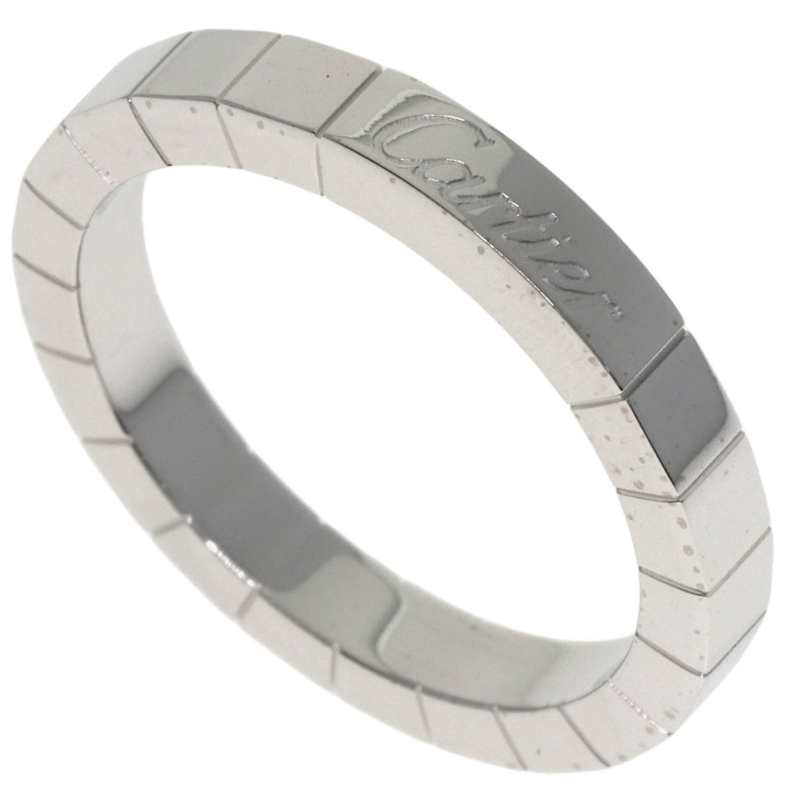 White Gold Cartier Band Ring 18K: White Gold Cartier Band Ring 18K 18K White Gold Cartier Band Ring for Women, featuring a sleek and sophisticated design. This used band ring boasts a classic look with a width of 3mm and weighs