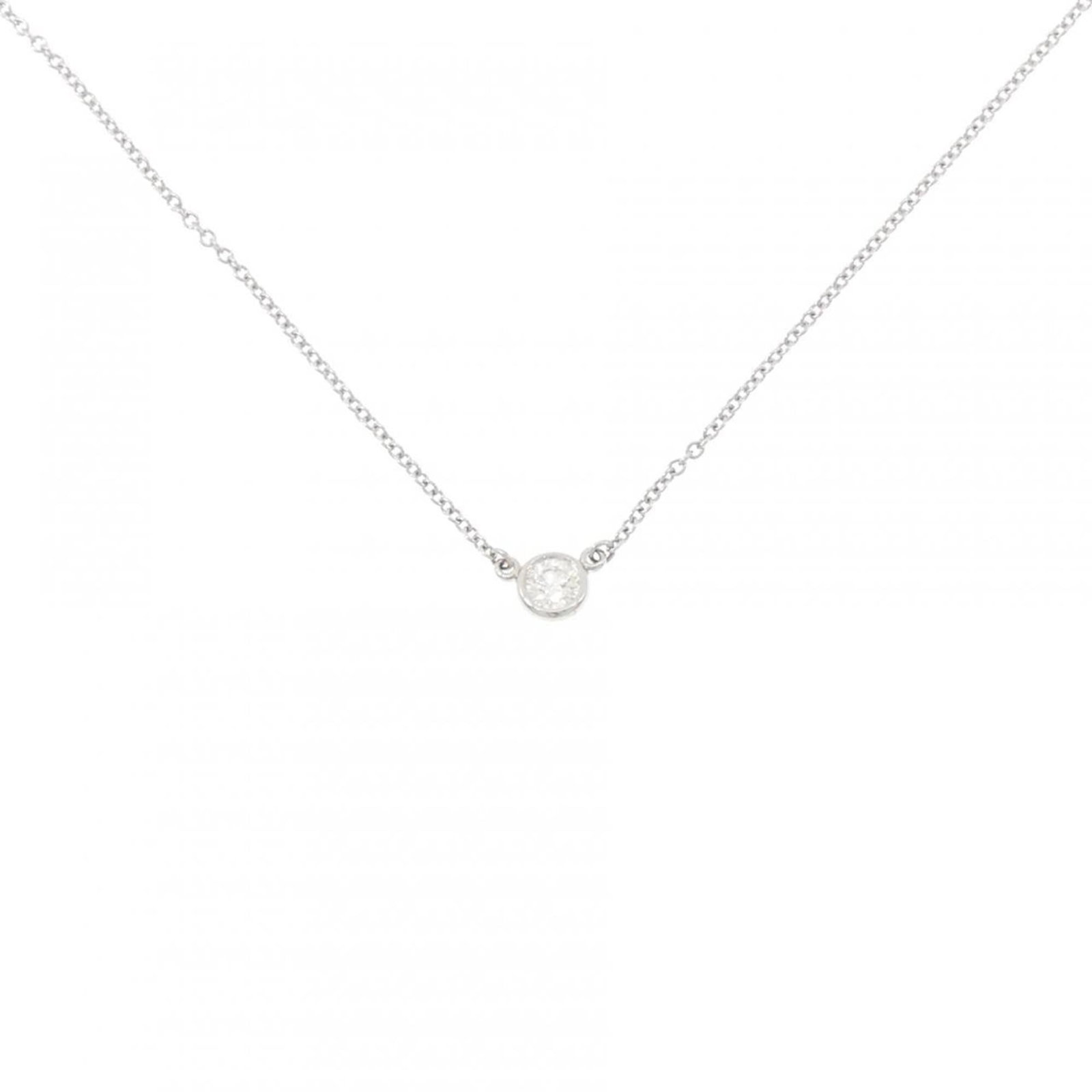 Tiffany Necklace by the yard: Tiffany Necklace by the yard Platinum Tiffany Necklace by the yard, featuring a diamond pendant and a platinum chain with a 40 cm circumference. This necklace has been refurbished to like new